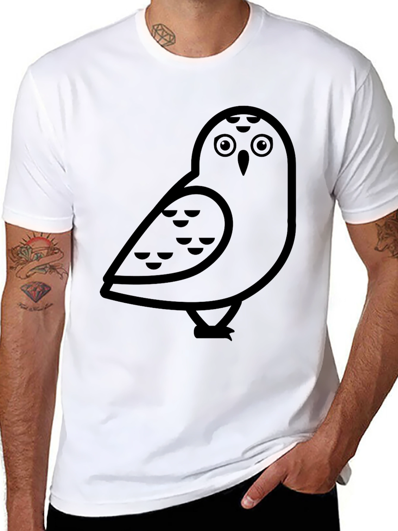 Black Black Owl Graphic Tee - Men's Casual T-Shirt view 8