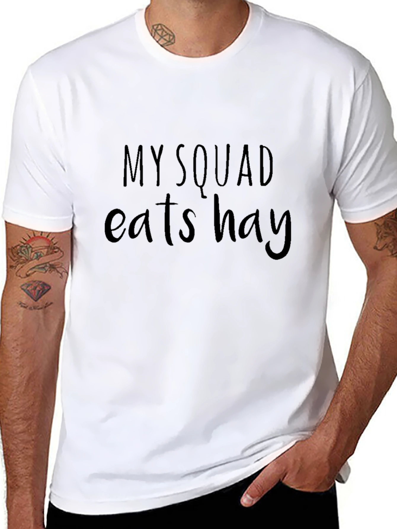 Black My Squad Eats Hay Black T-Shirt view 8