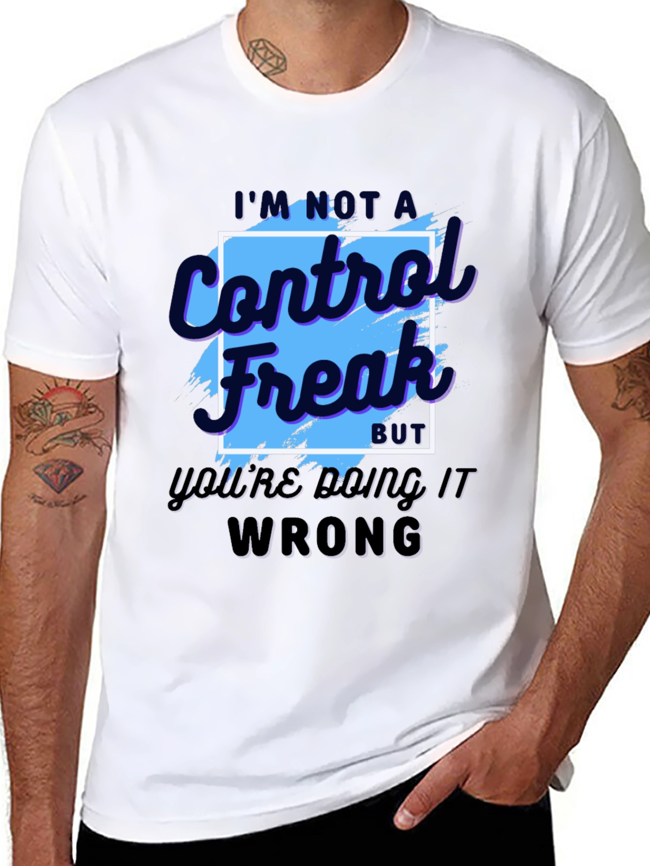 Black Control Freak T-Shirt - Funny Sarcastic Tee view 8