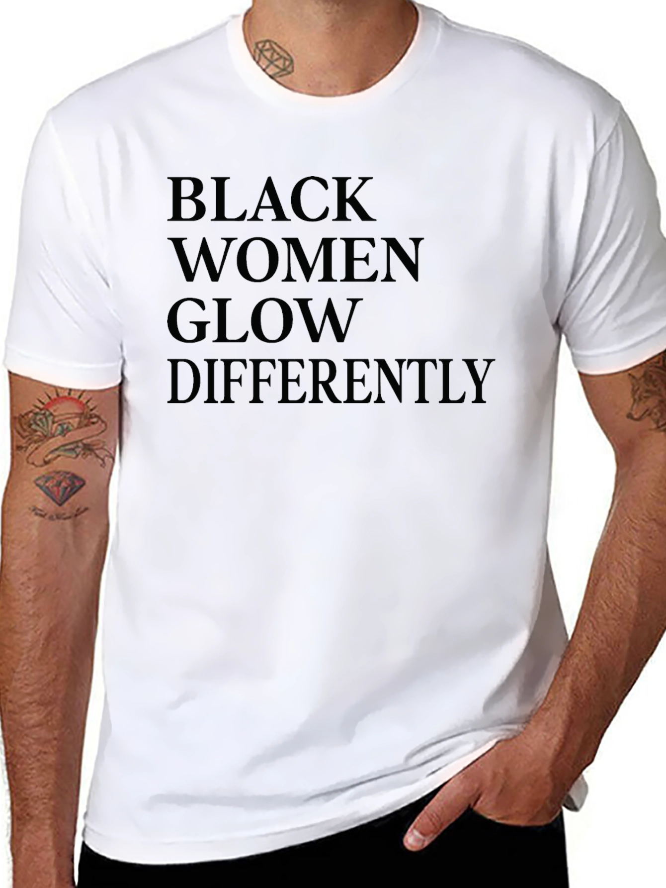 Black Black Women Glow Differently Graphic T-Shirt view 8