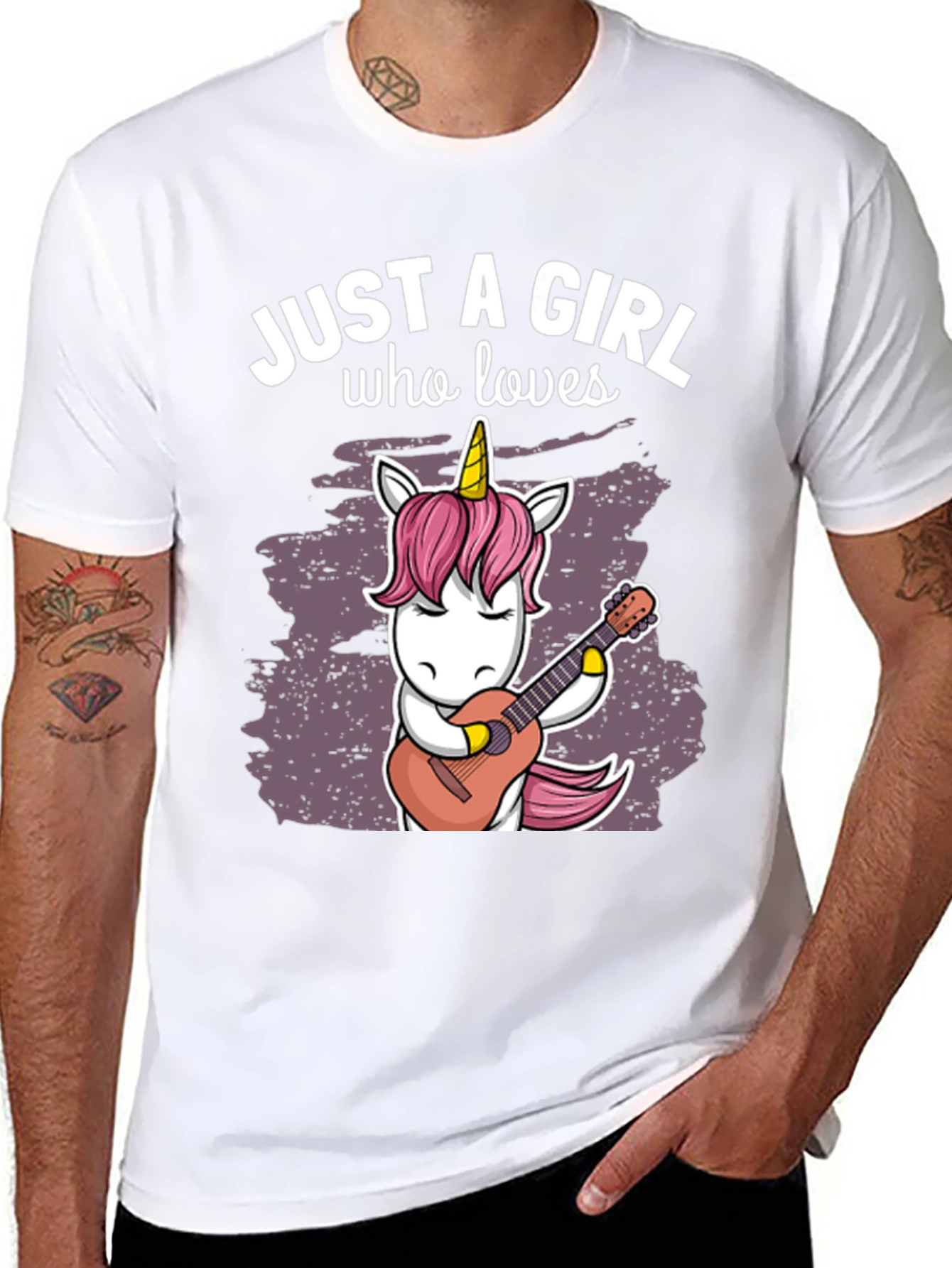 Just a Girl Who Loves Unicorns Guitar T-Shirt - 8