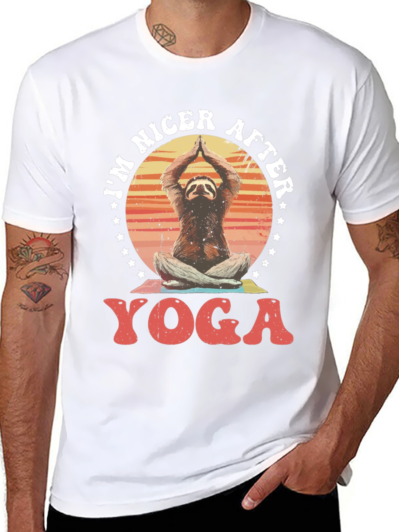 Black Nicer After Yoga Sloth Graphic T-Shirt view 8