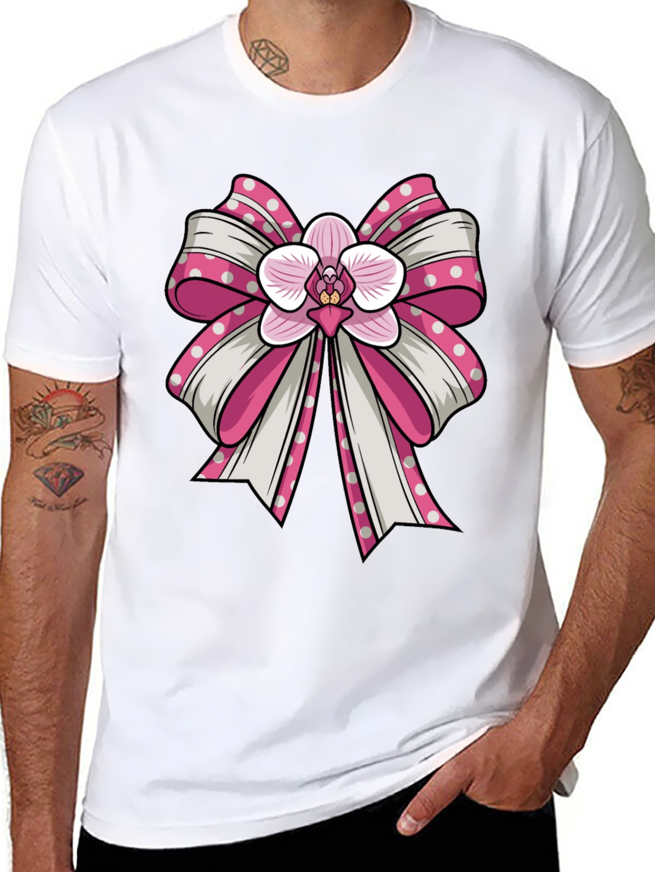 Black Orchid Bow Graphic Tee - Stylish Unisex T-Shirt view 8