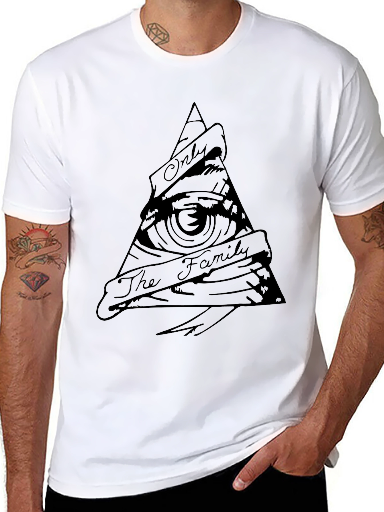 Black Illuminati Eye Graphic Black T-Shirt view 8