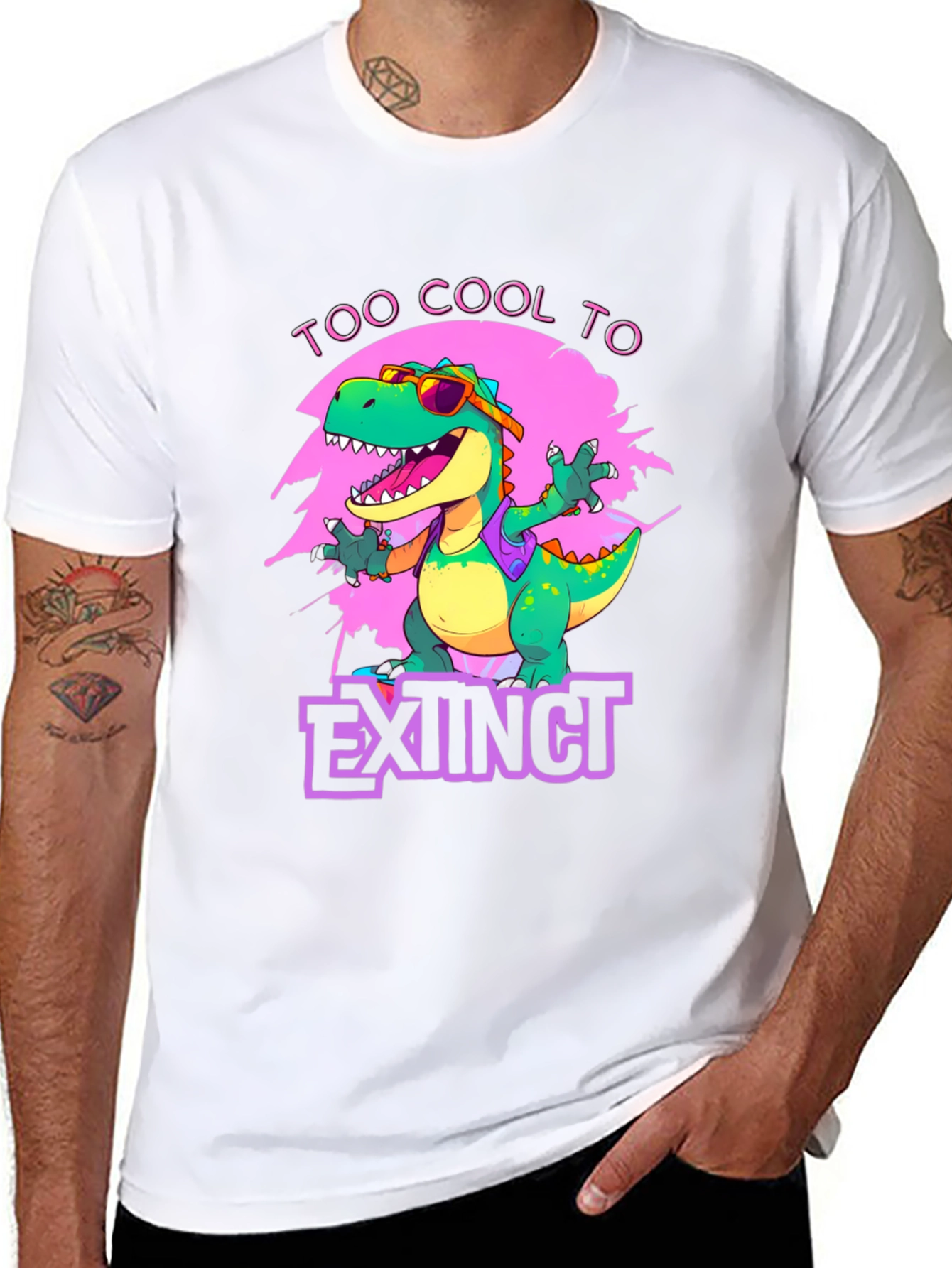 Black Cool Dinosaur Graphic T-Shirt - Extinct Humor view 8