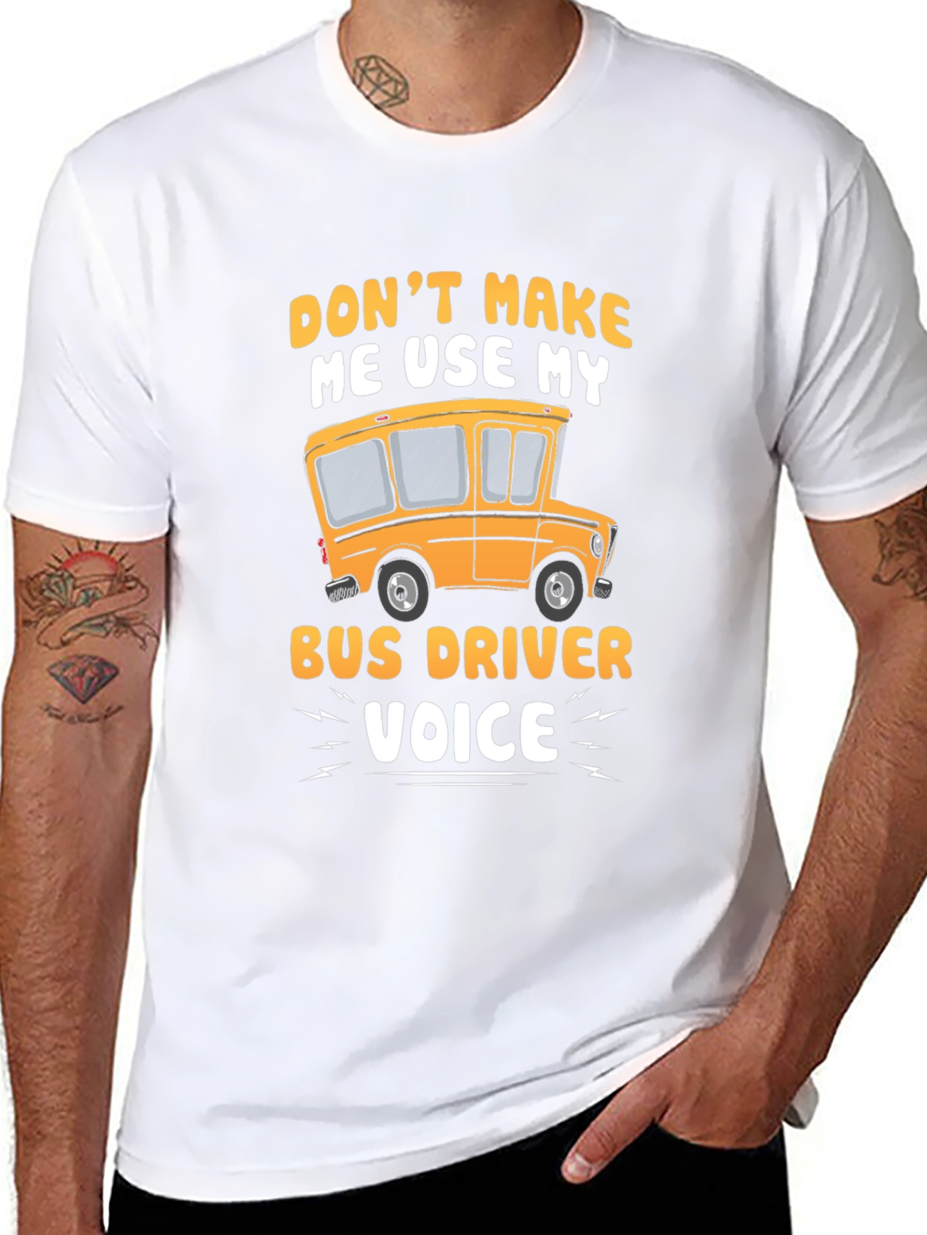 Black Funny Bus Driver T-Shirt - "Don't Make Me Use My Voice" view 8