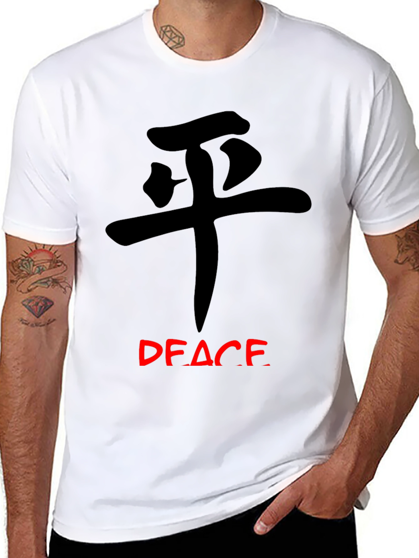 Black Peace Symbol Graphic Tee - Black view 8