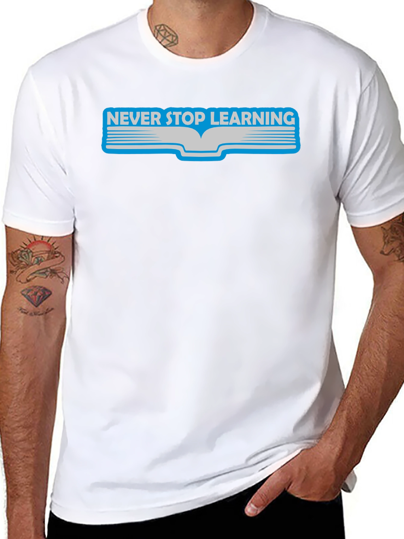 Black Never Stop Learning Graphic Tee view 8