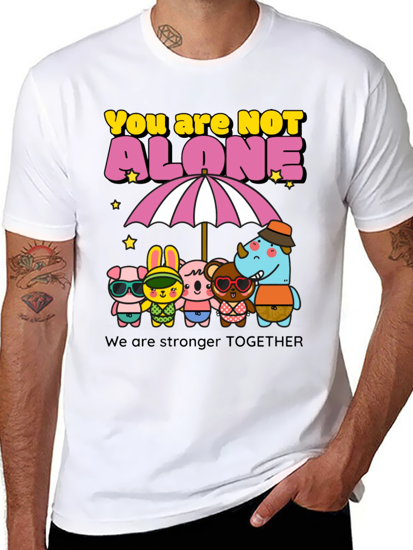 Black You Are Not Alone Graphic Tee view 8