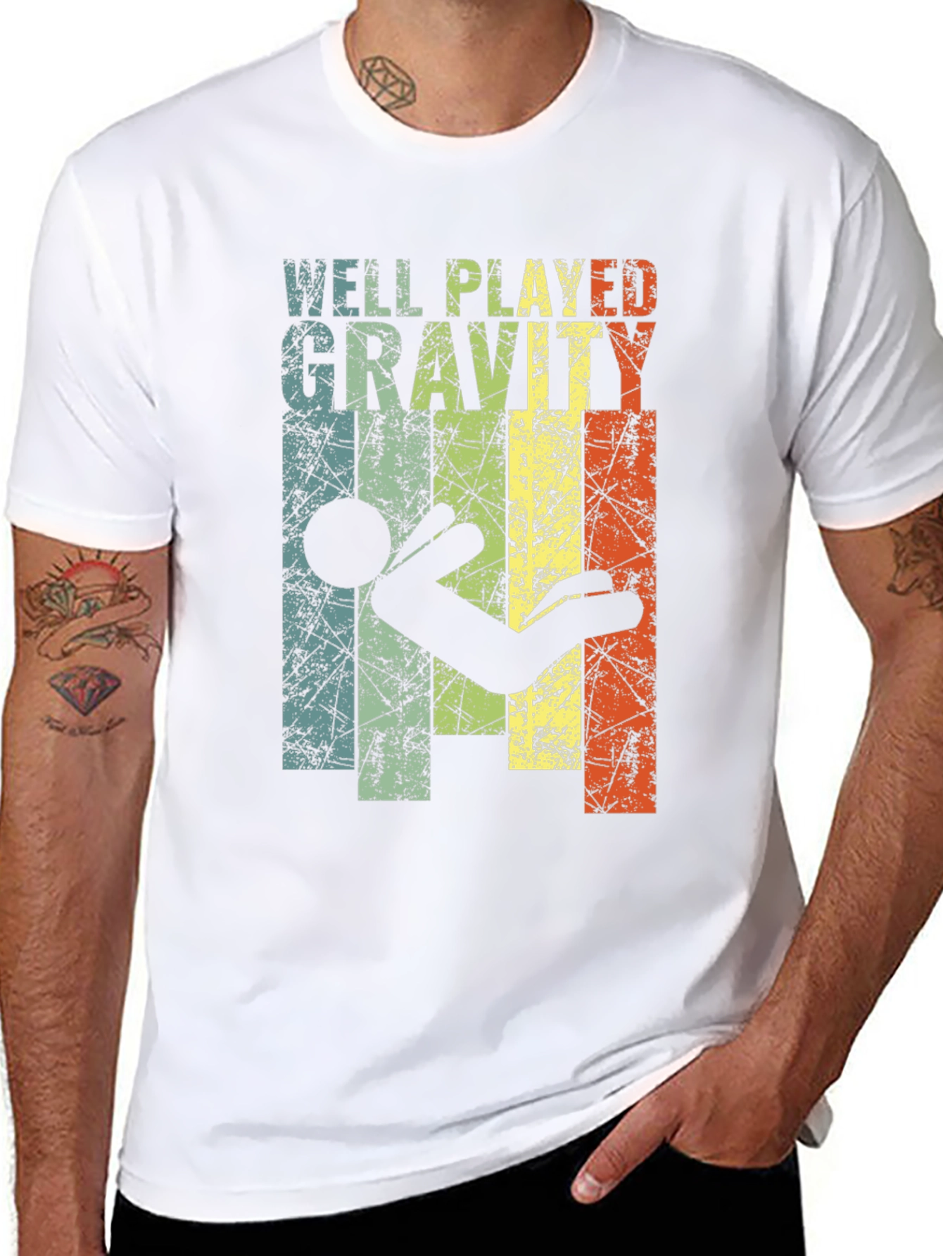 Black Well Played Gravity Graphic T-Shirt - Funny Design view 8