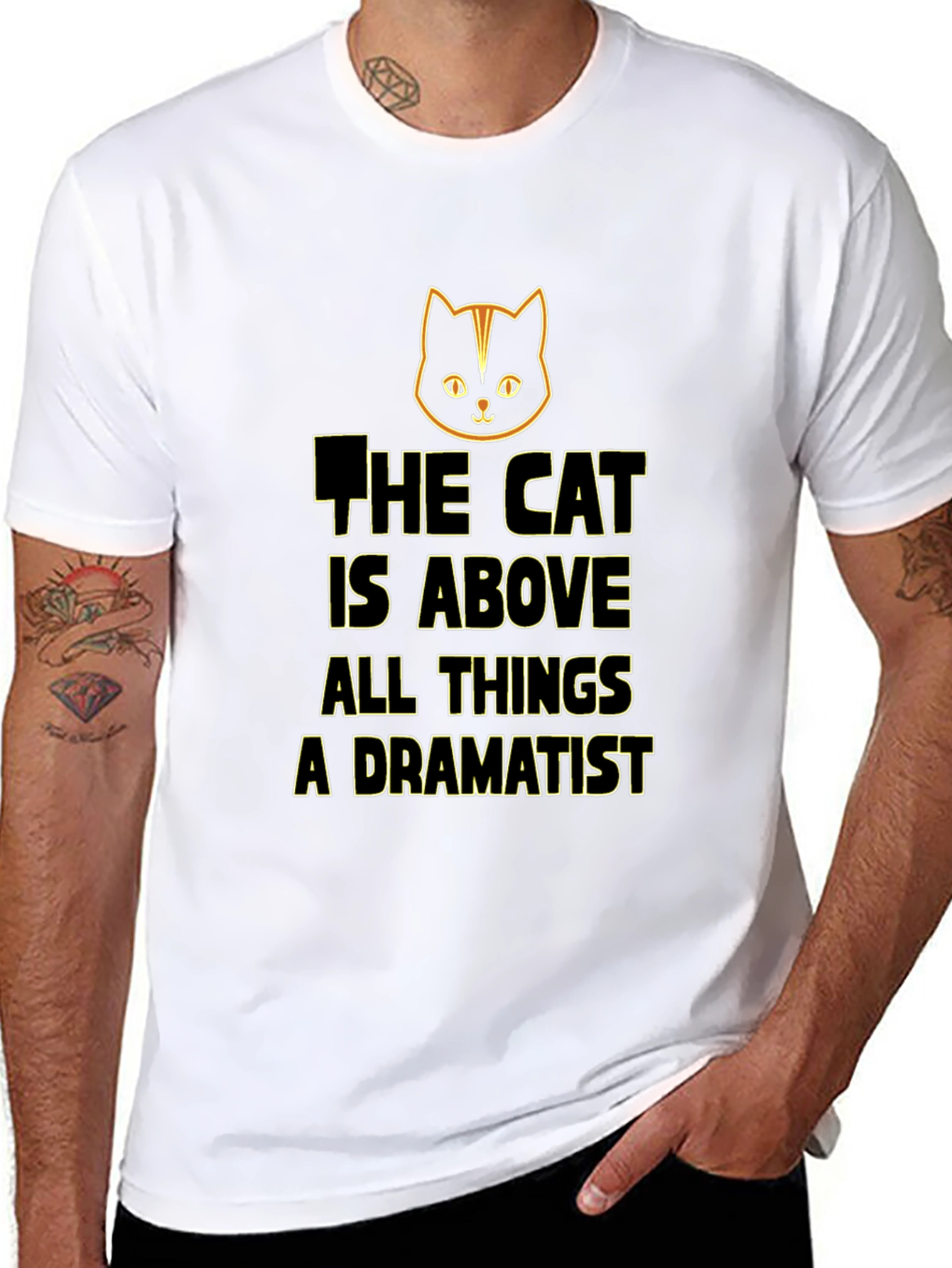 Black Cat Above All Things Dramatist Black T-Shirt view 8