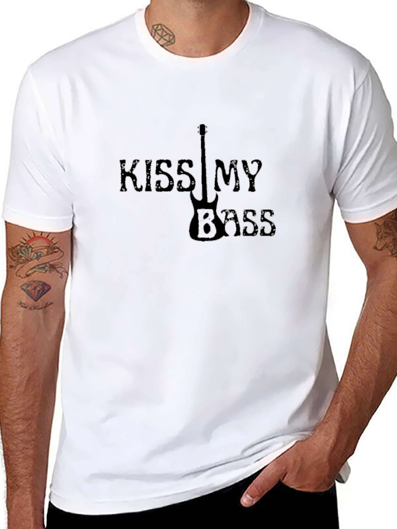 Black Kiss My Bass Black Graphic Tee view 8