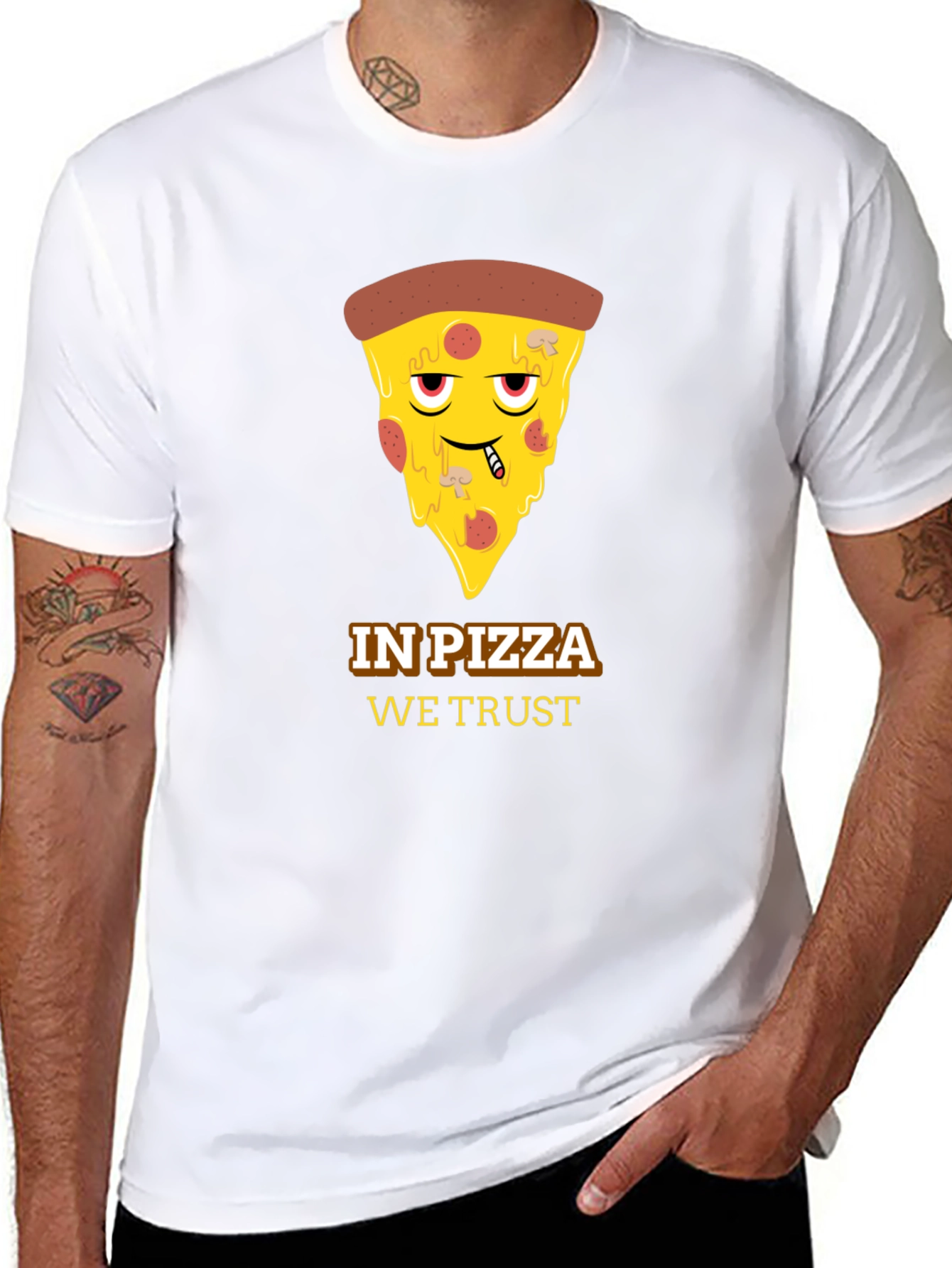 Black In Pizza We Trust Black Graphic Tee view 8