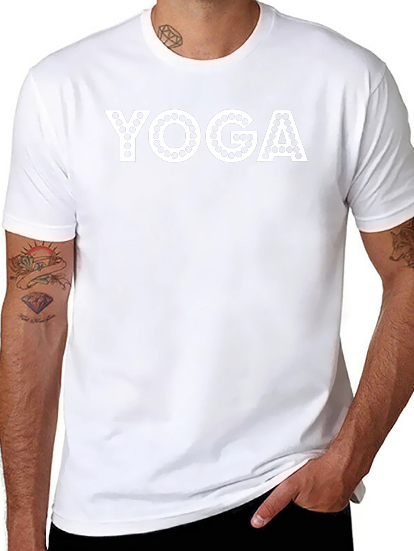 Black Yoga Graphic Tee - Black Cotton Blend Comfort Fit view 8