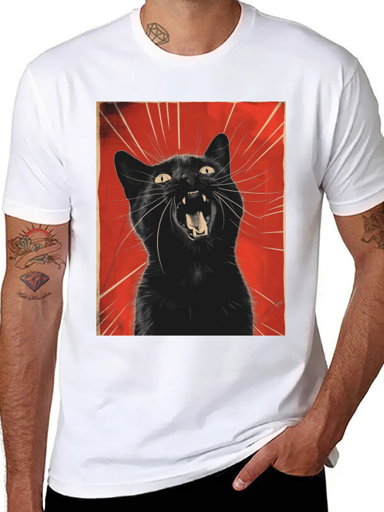 Black Black Cat Roar Graphic Tee - Unisex view 8