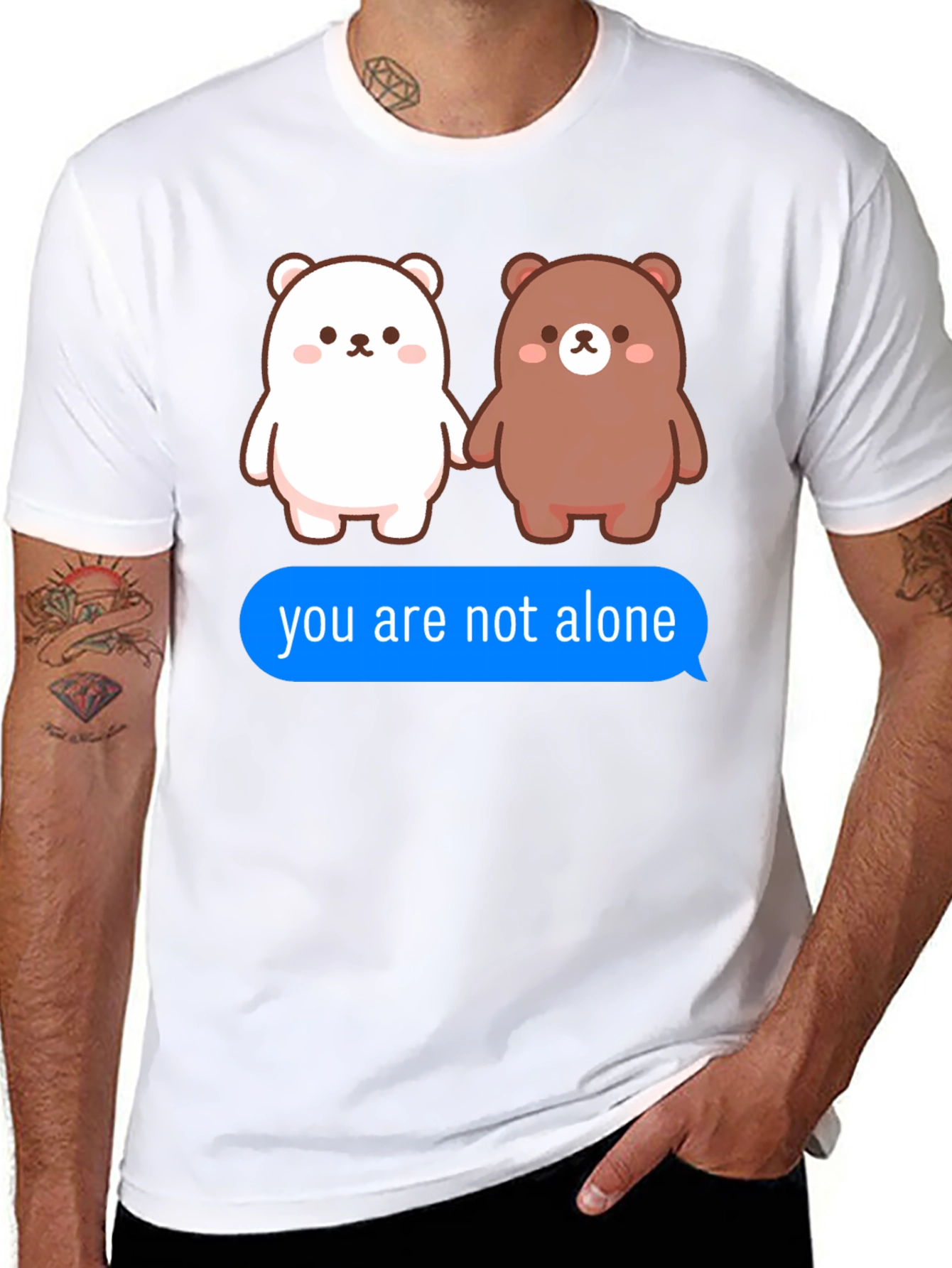 Black Cute Bears T-Shirt - You Are Not Alone Design view 8