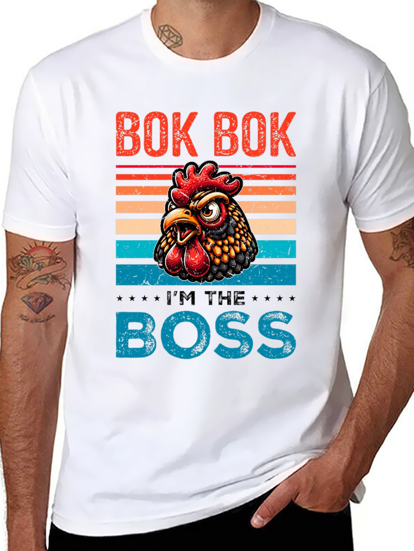 Black Bok Bok I'm the Boss Chicken Graphic Tee view 8
