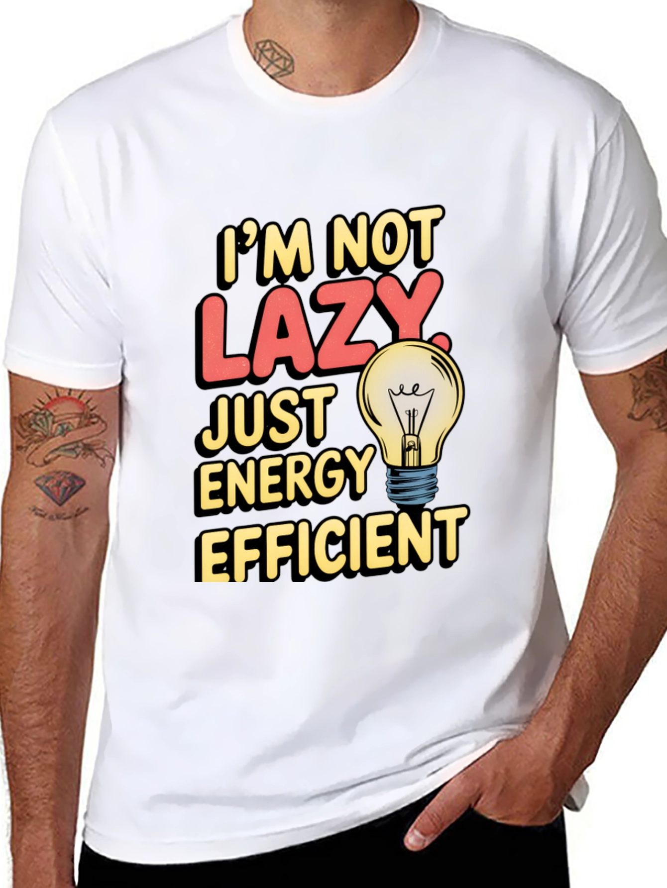 Black Funny Energy Efficient T-Shirt view 8