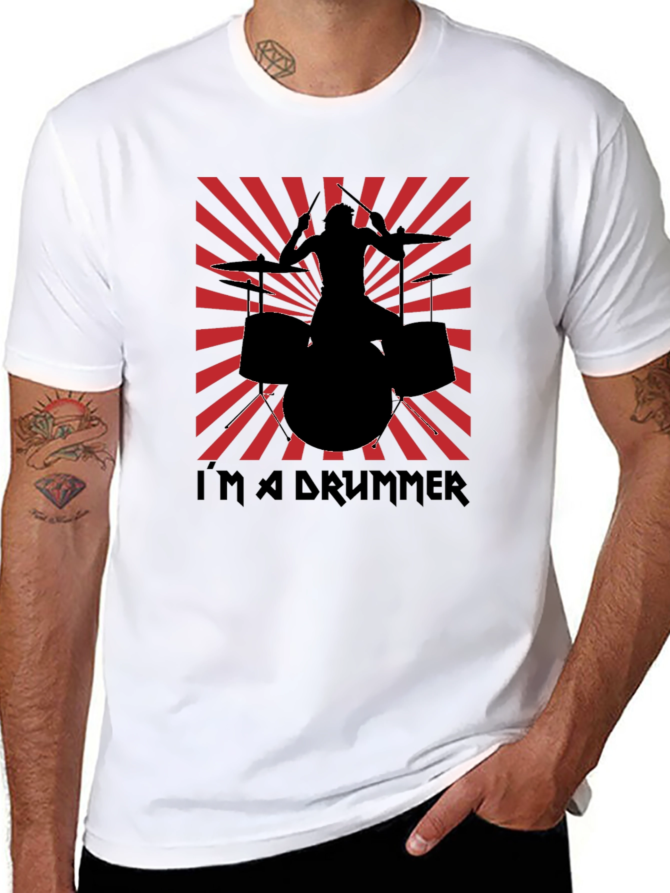 Black I'm a Drummer T-Shirt - Black view 8
