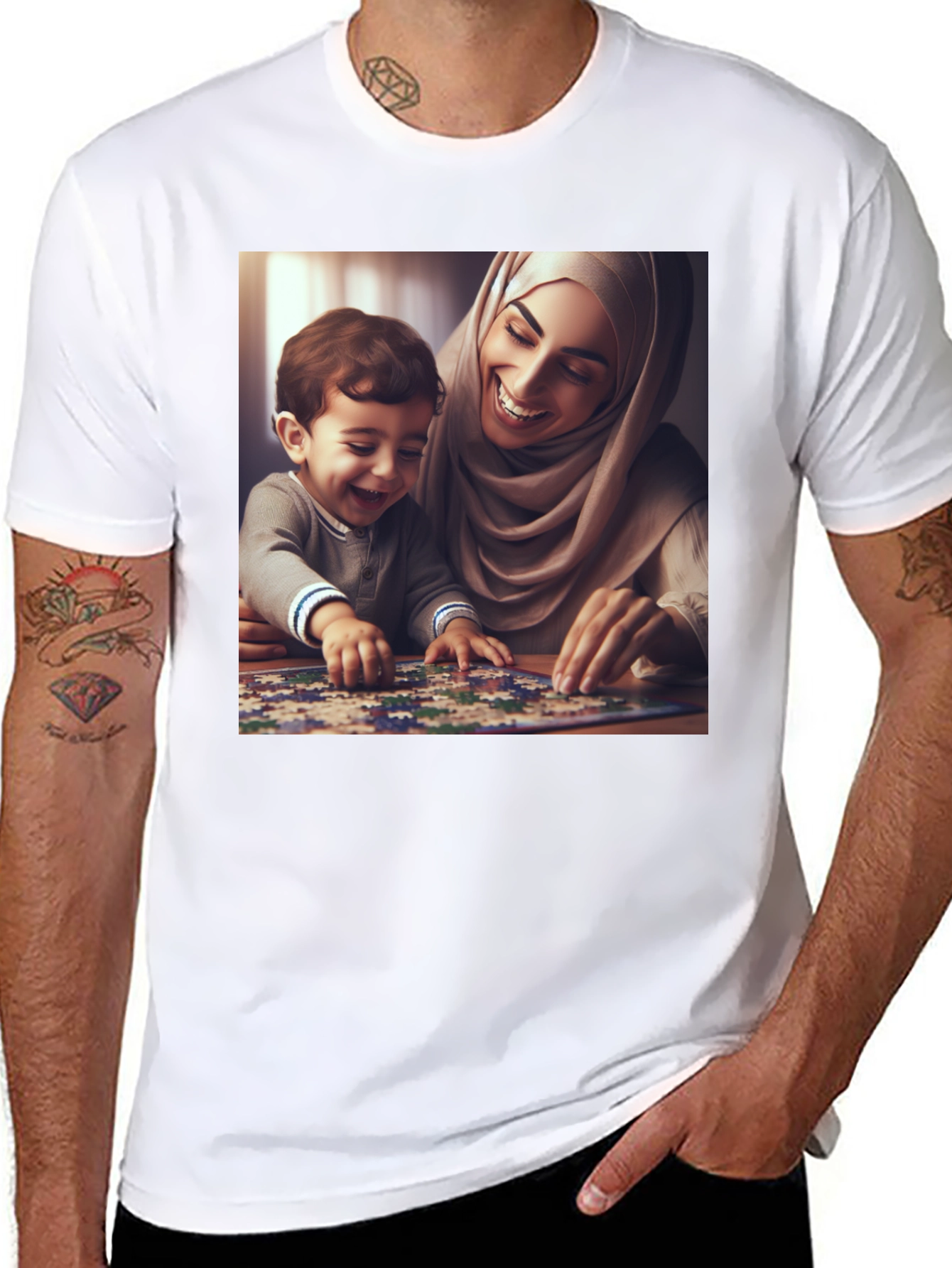 Black Family Puzzle T-Shirt - Heartwarming Design view 8