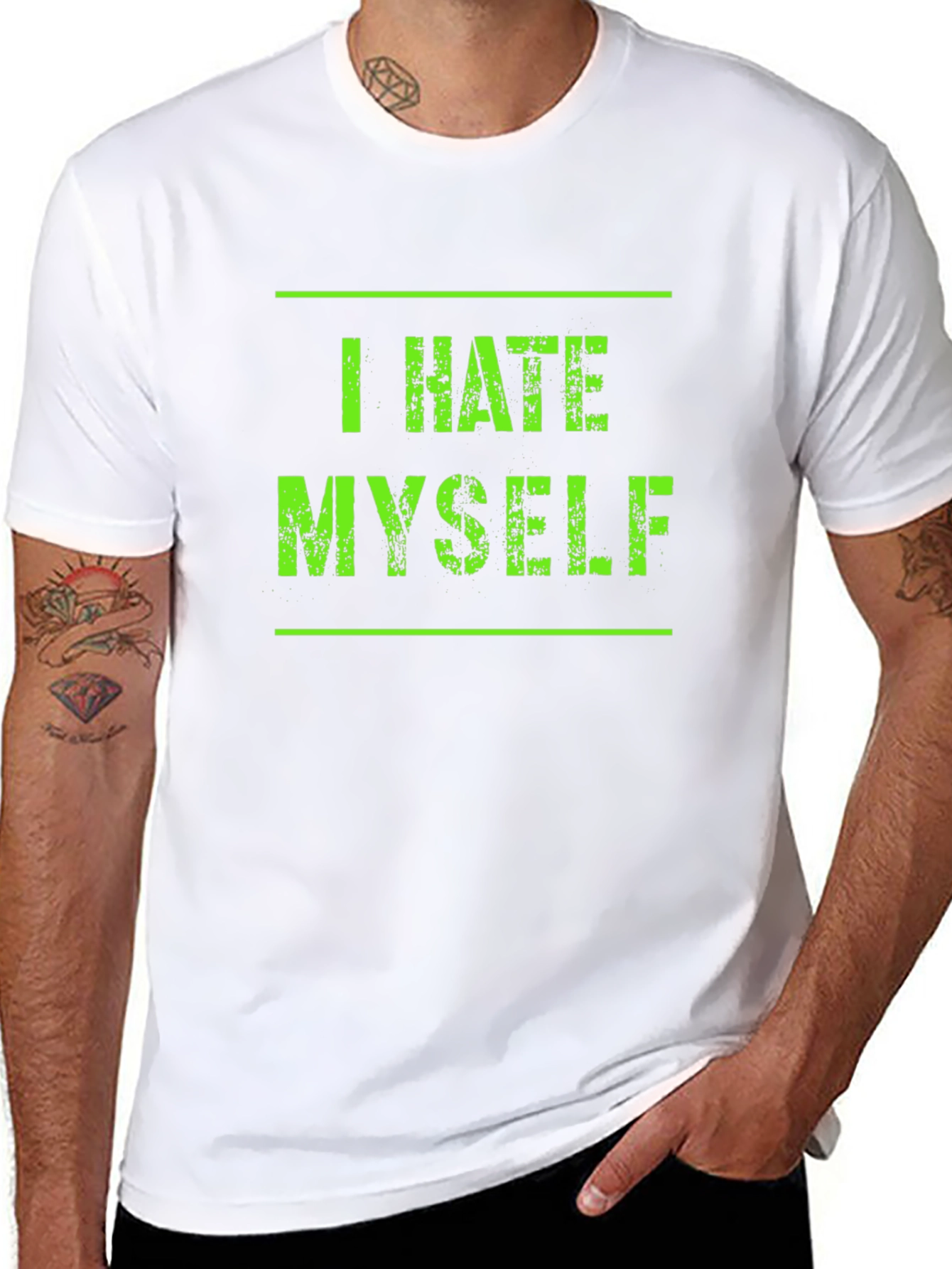 Black I Hate Myself Graphic Tee - Black view 8