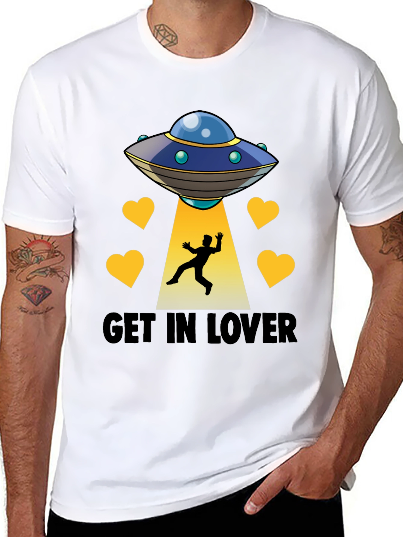 Black Get In Lover UFO Abduction Graphic Tee view 8