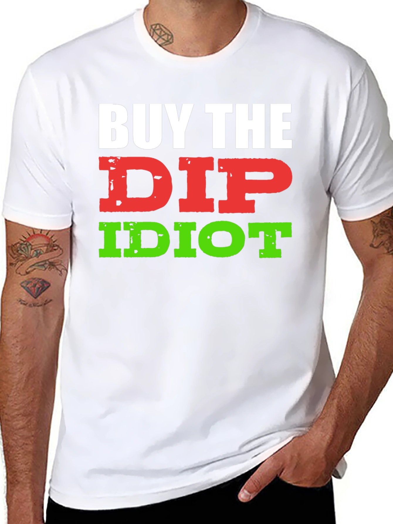 Black Buy The Dip Idiot T-Shirt - Funny Stock Market Investor Tee view 8