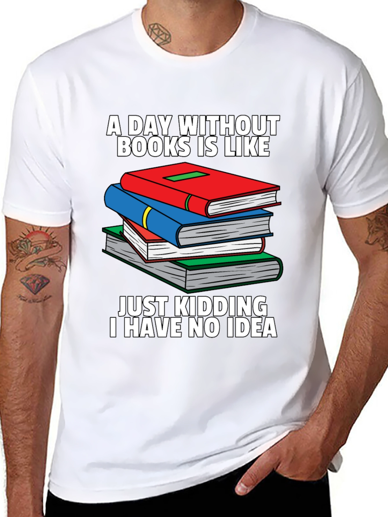 Black Humorous Book Lover T-Shirt - A Day Without Books view 8