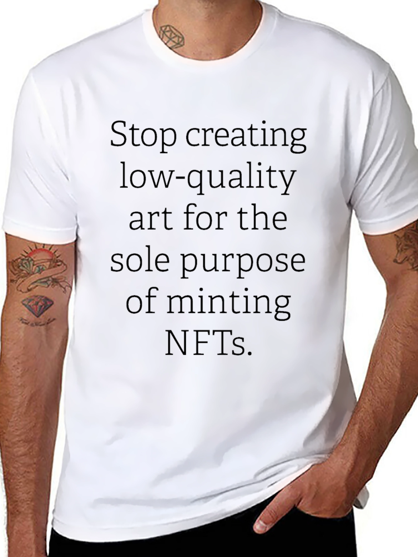Black Stop Creating Low-Quality Art T-Shirt view 8