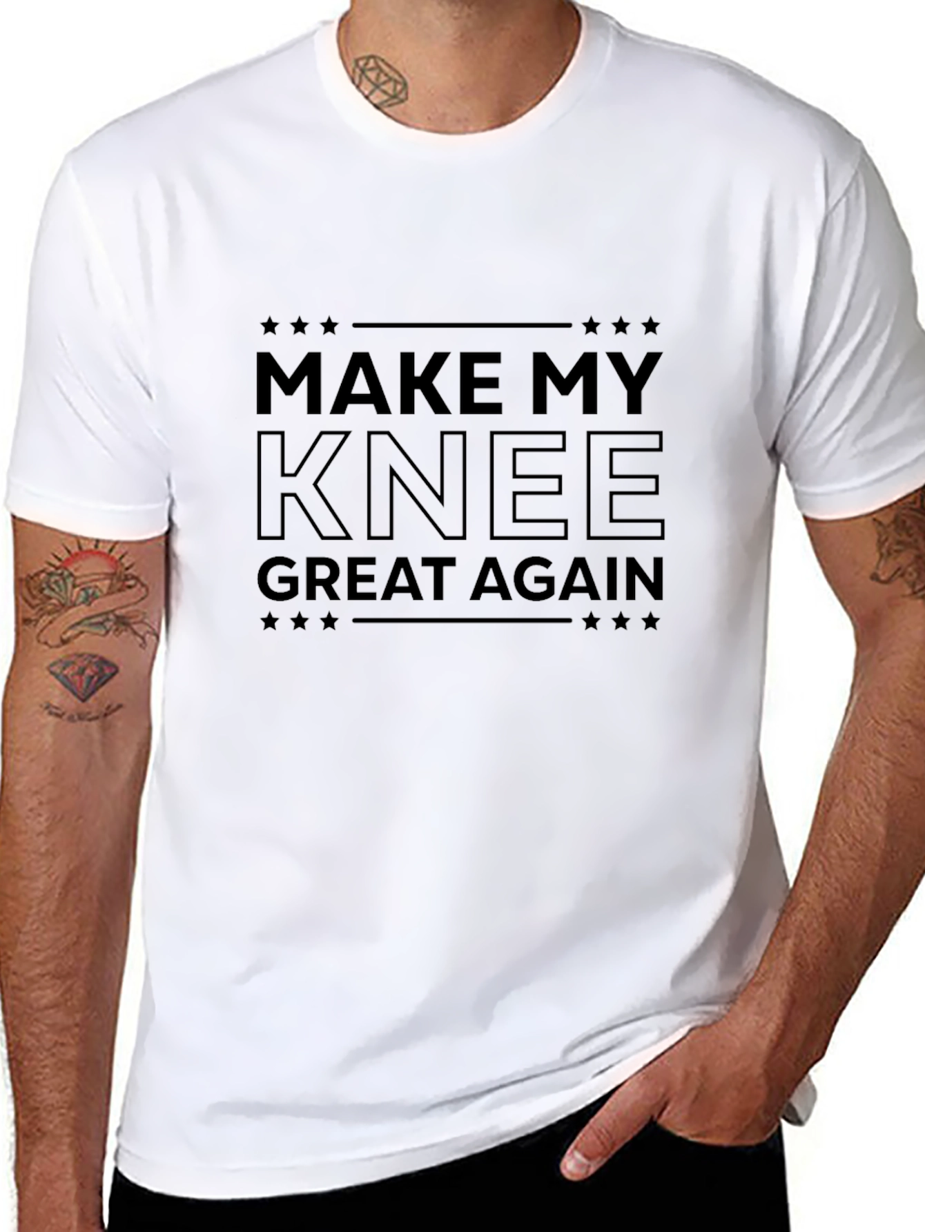 Black Make My Knee Great Again Black T-Shirt view 8