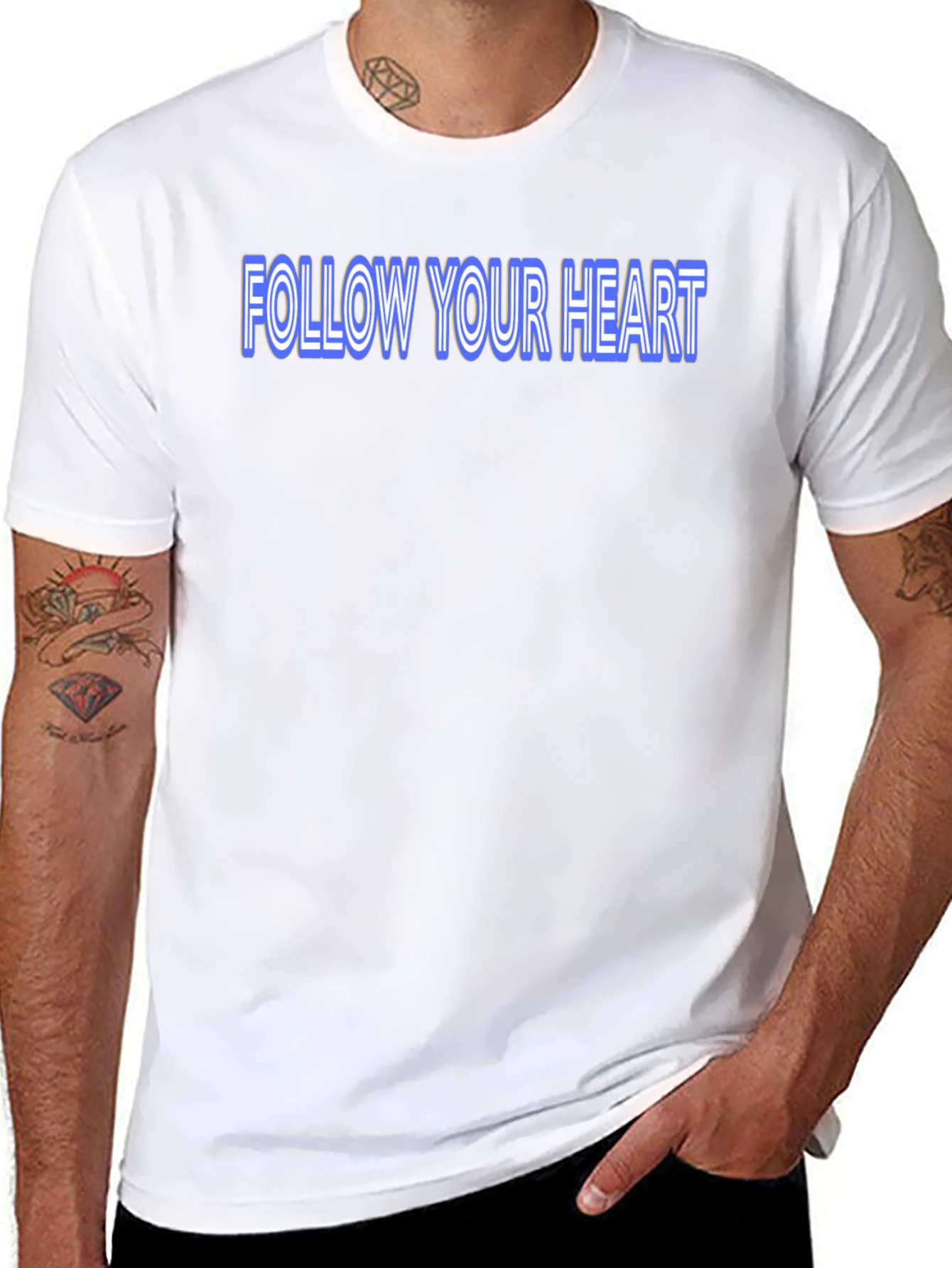 Black Follow Your Heart Graphic Tee - Soft Cotton Blend view 8
