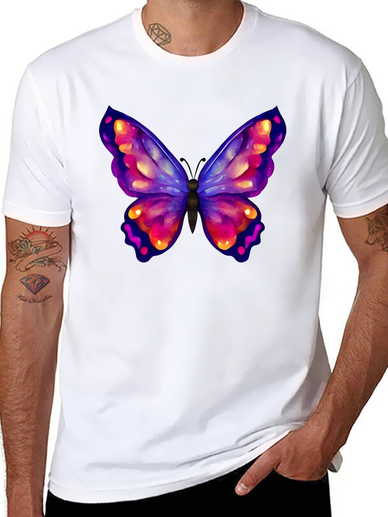 Black Butterfly Graphic Black T-Shirt view 8