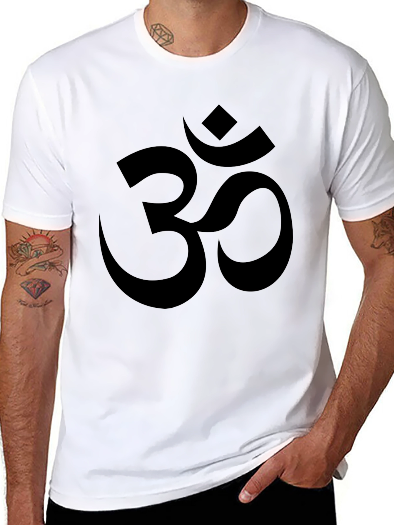 Black Men's Black Om Symbol T-Shirt view 8