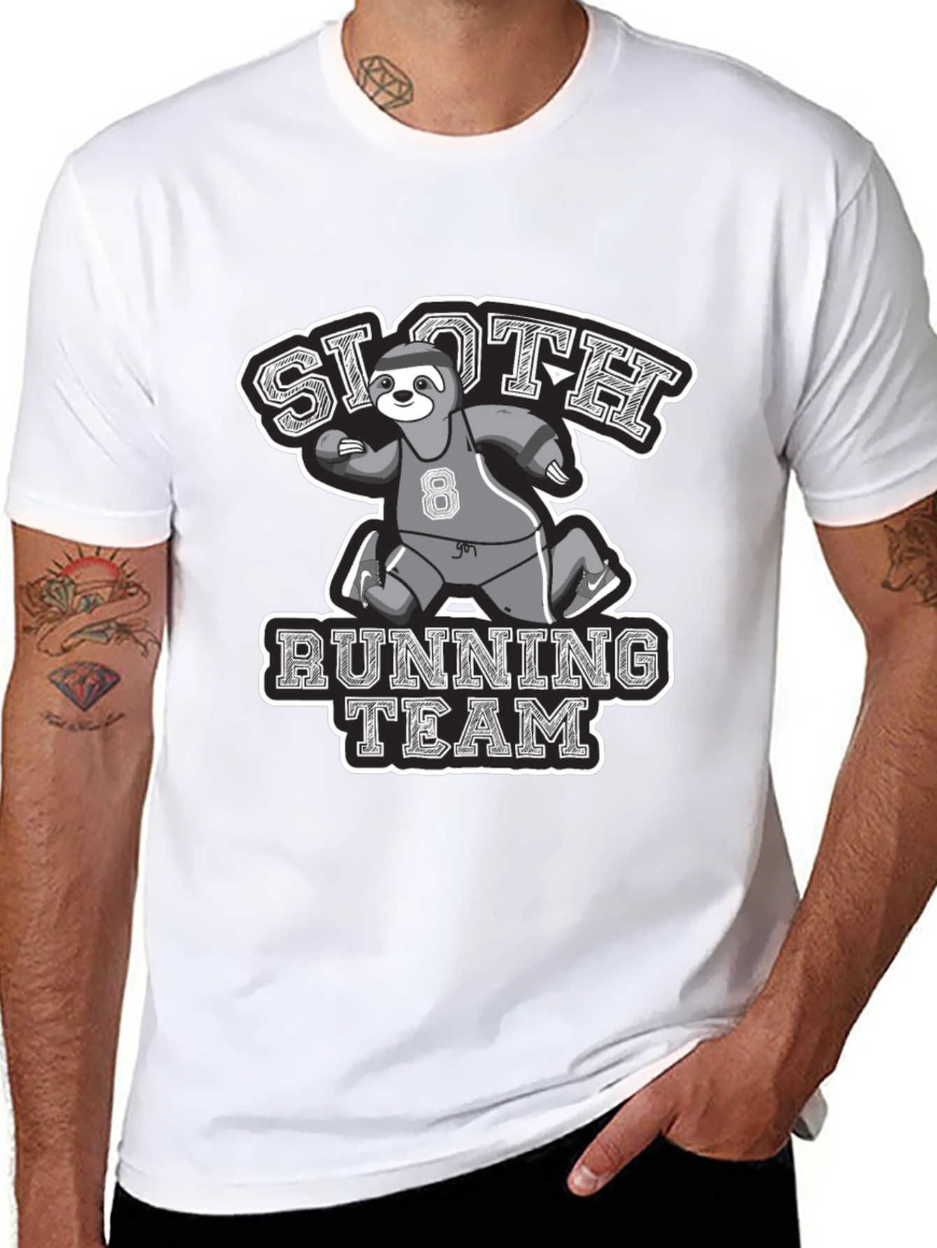 Black Sloth Running Team Graphic Tee view 8