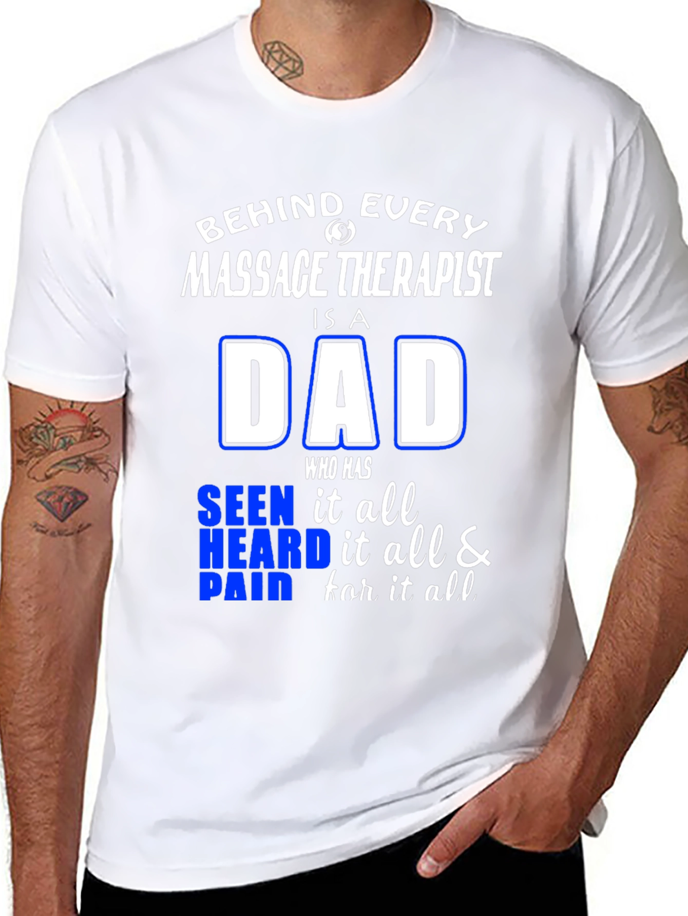Black Massage Therapist Dad T-Shirt - Seen It All! view 8