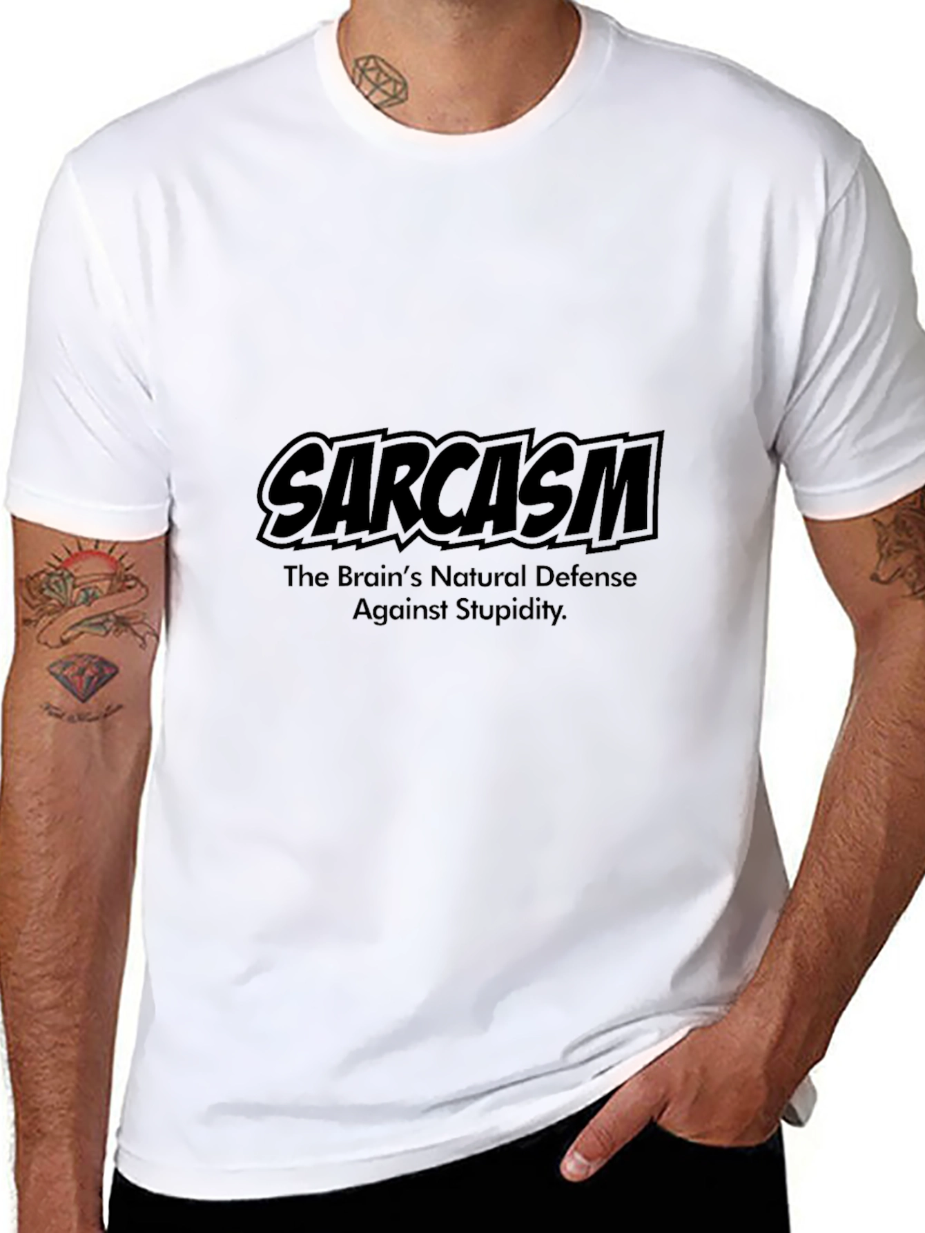Black Sarcasm T-Shirt: The Brain's Natural Defense view 8