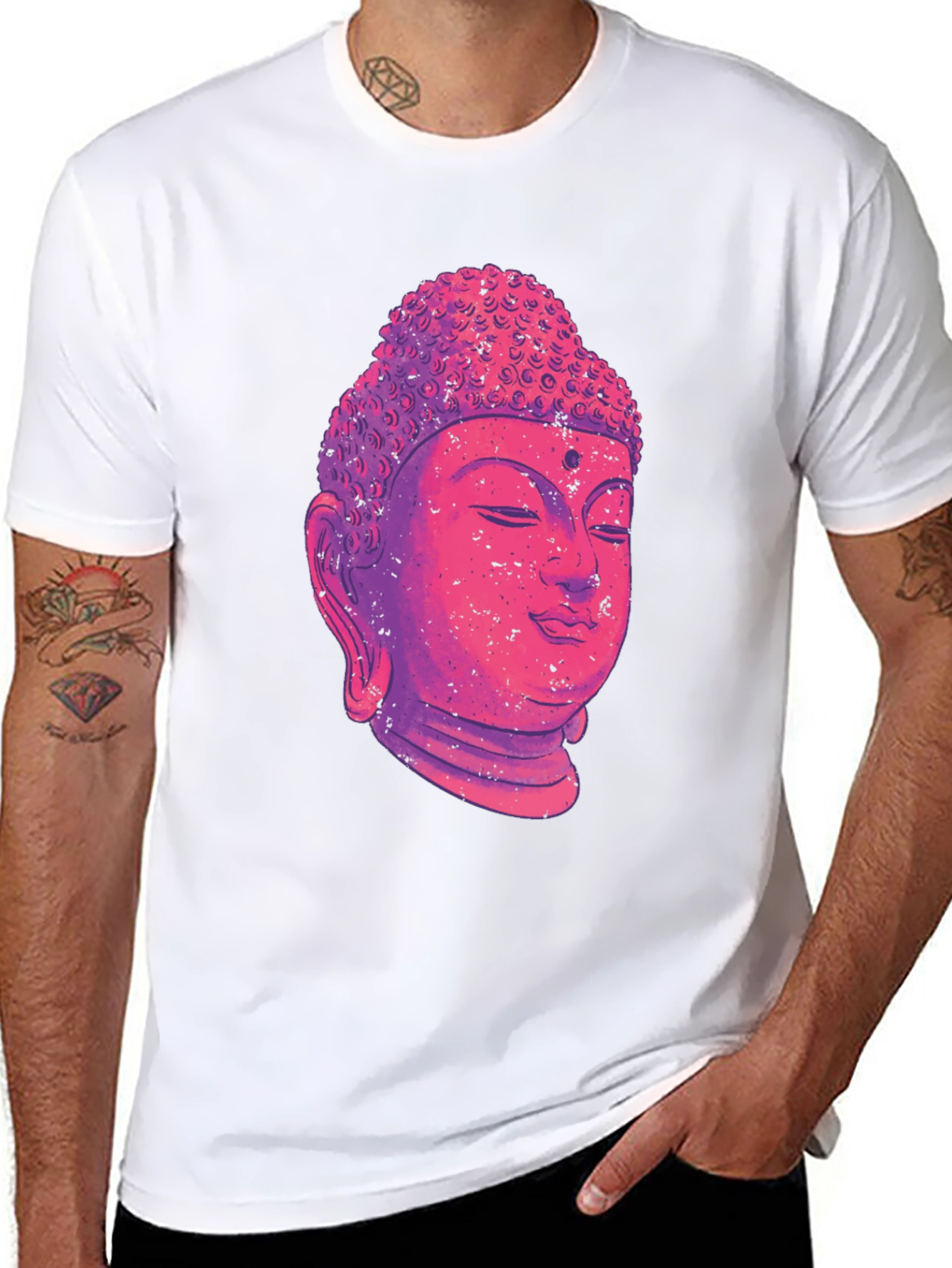 Black Buddha Head Graphic T-Shirt - Black view 8