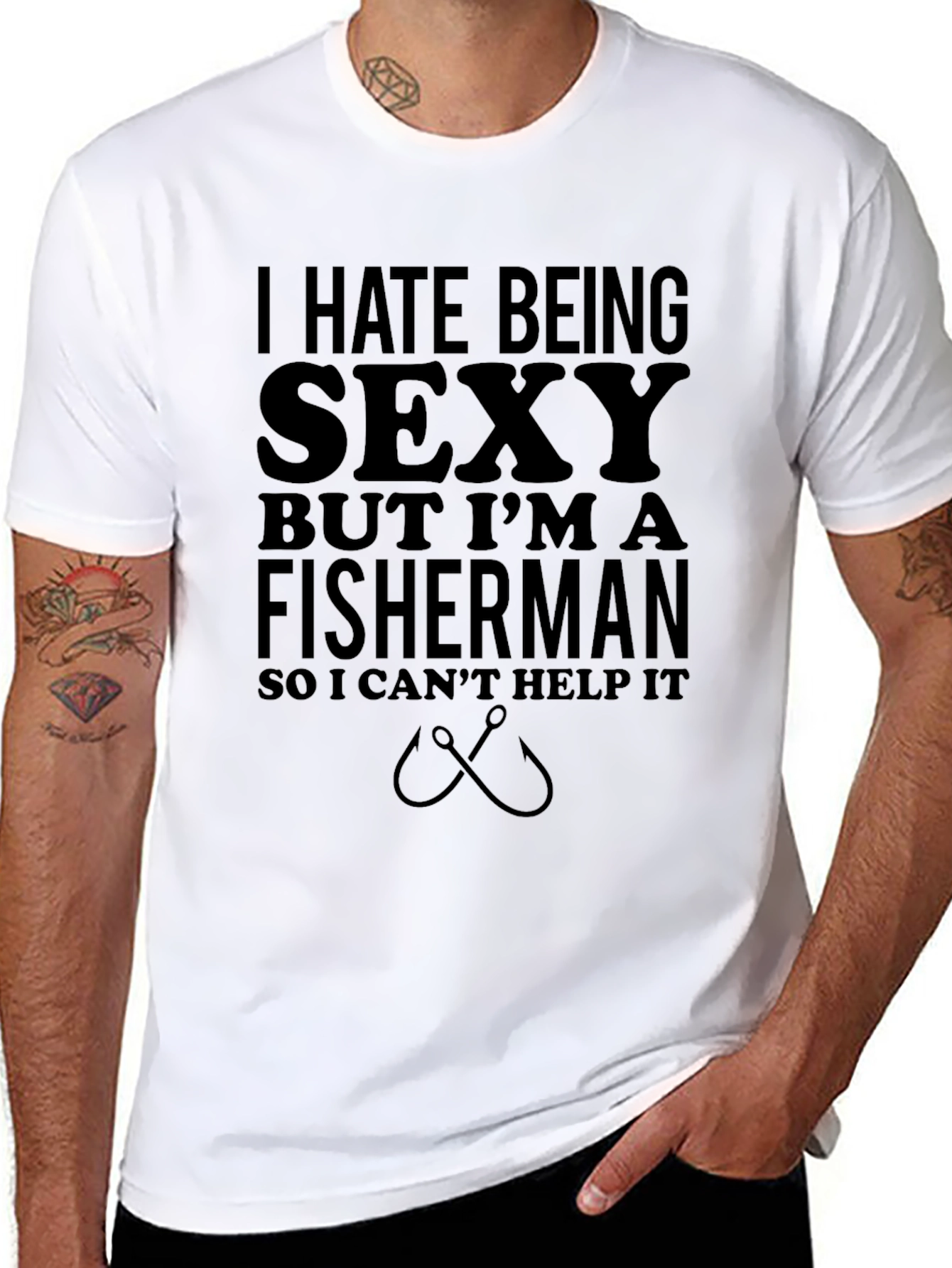 Black Funny Fisherman T-Shirt - I Hate Being Sexy view 8