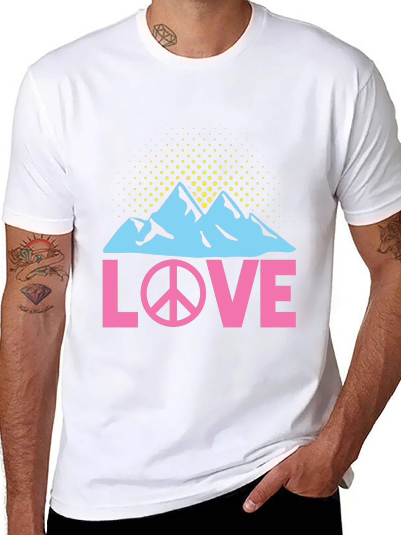 Black Peace Love Mountains Graphic T-Shirt view 8