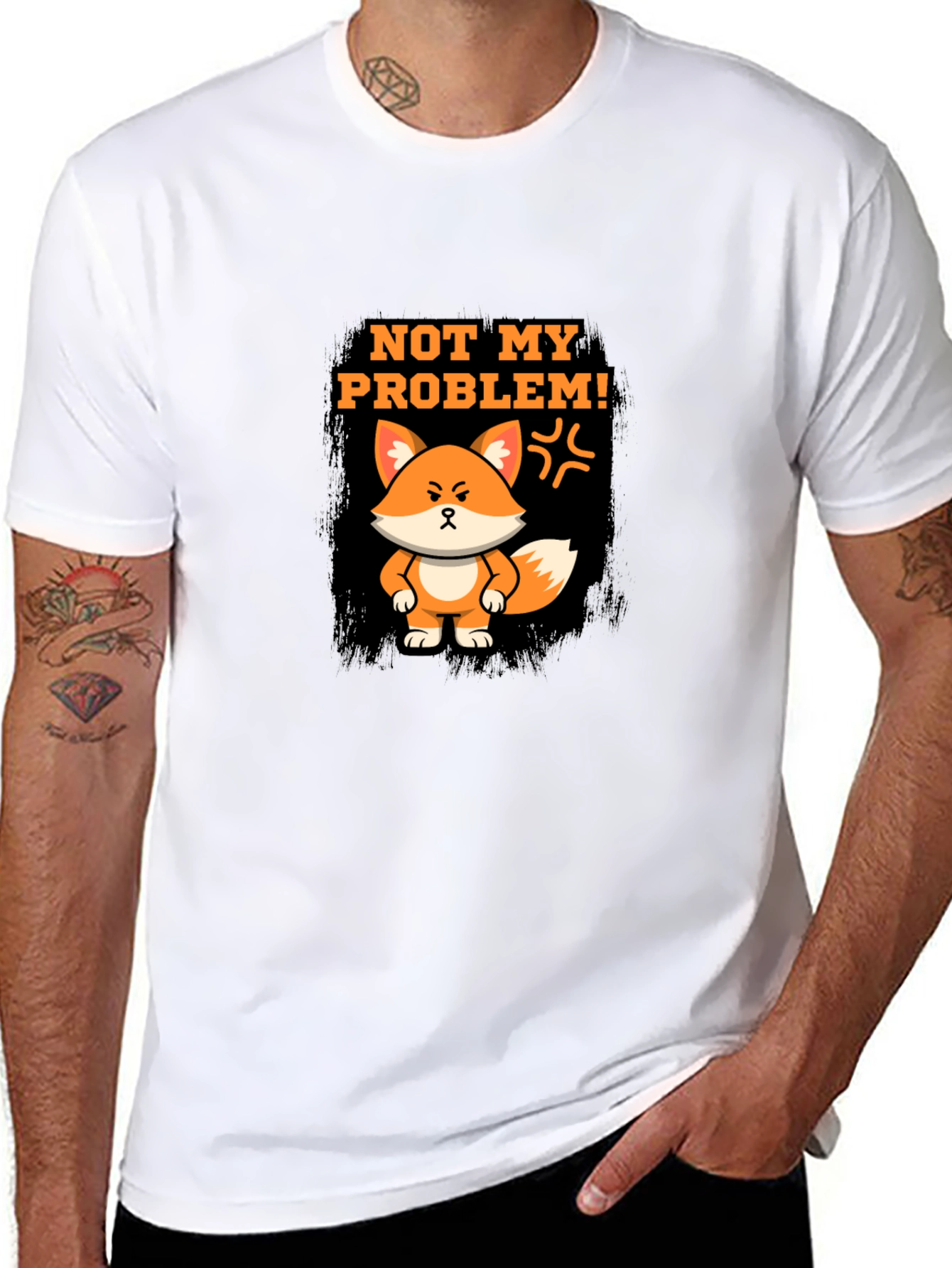 Black Not My Problem Fox Graphic T-Shirt view 8