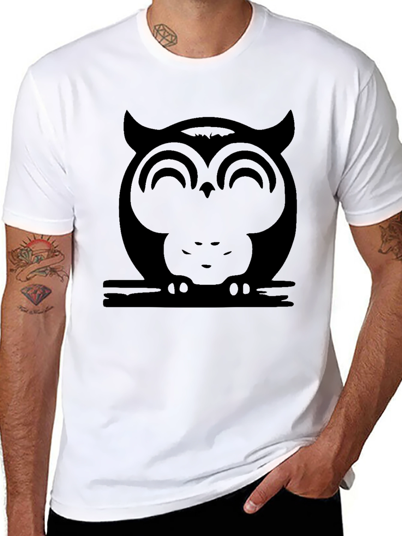 Black Owl Graphic Black T-Shirt - Unisex Style view 8