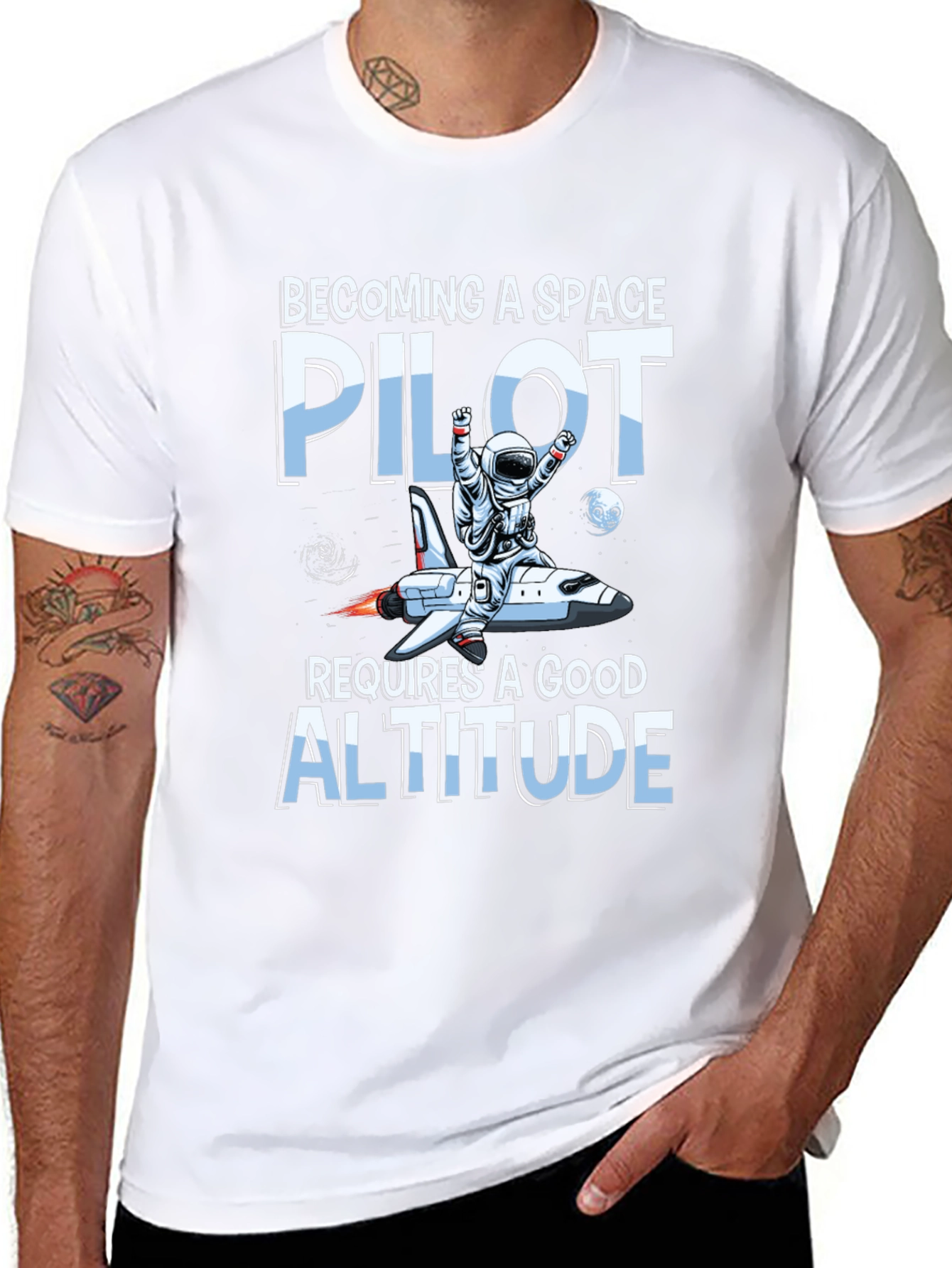 Black Space Pilot Altitude Graphic T-Shirt view 8