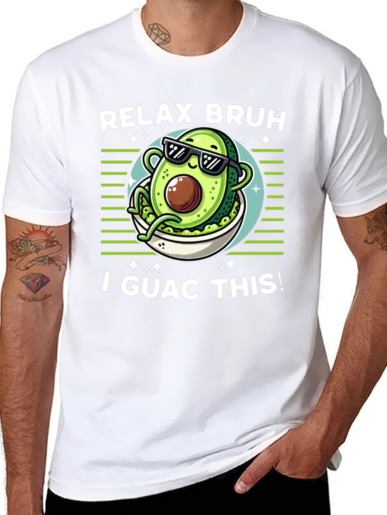 Black Relax Bruh I Guac This! Avocado T-Shirt view 8