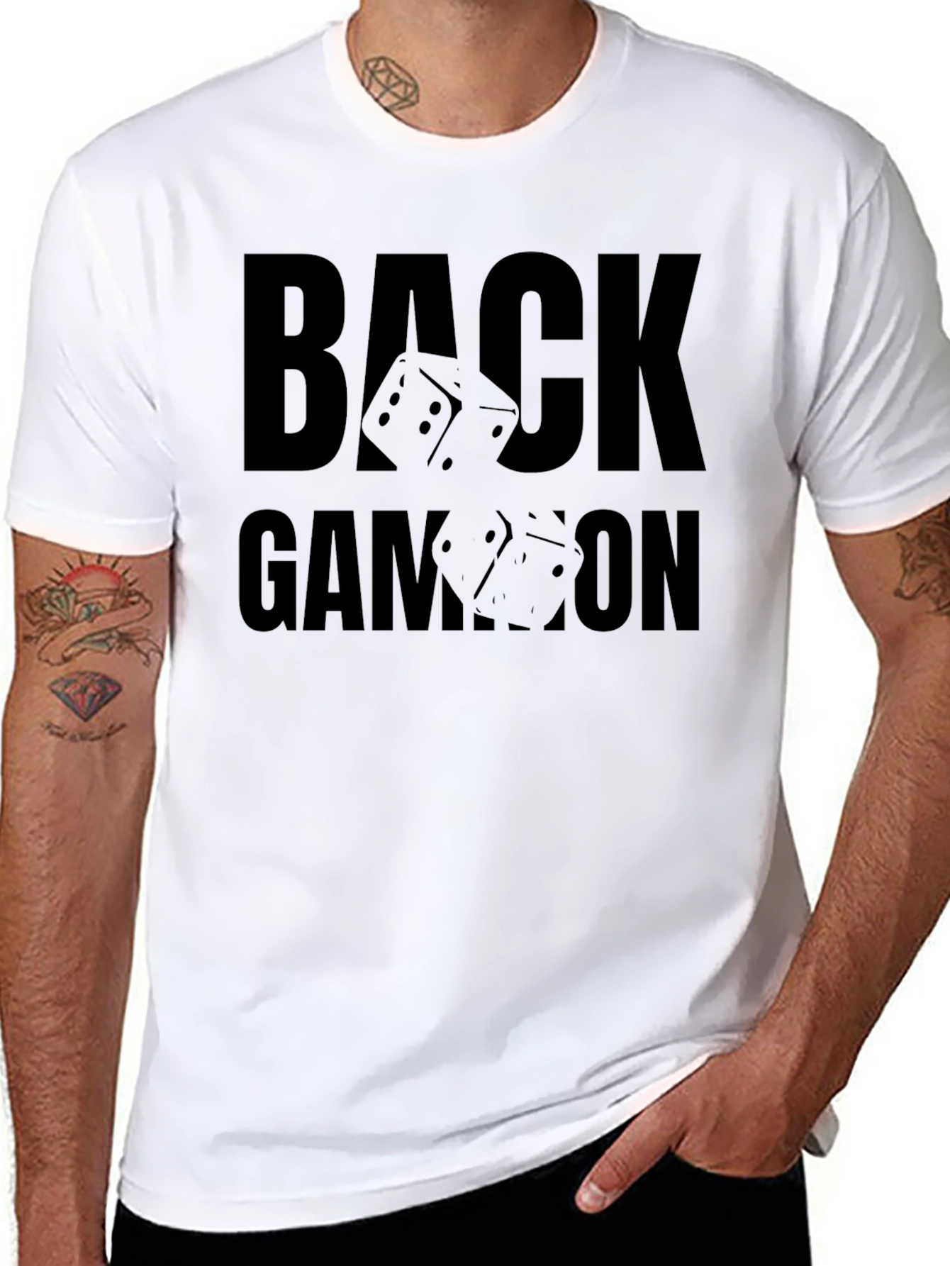 Black Backgammon Dice Graphic Tee - Black Cotton view 8