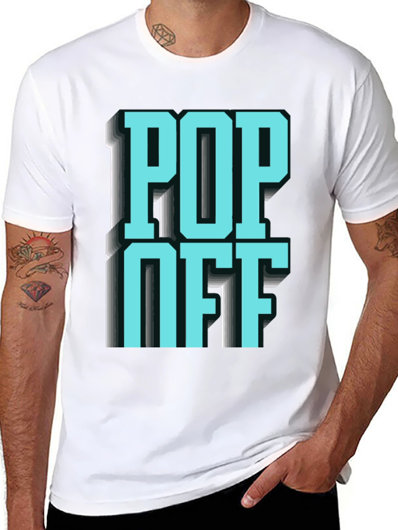 Black Pop Off Graphic T-Shirt - Statement Tee view 8