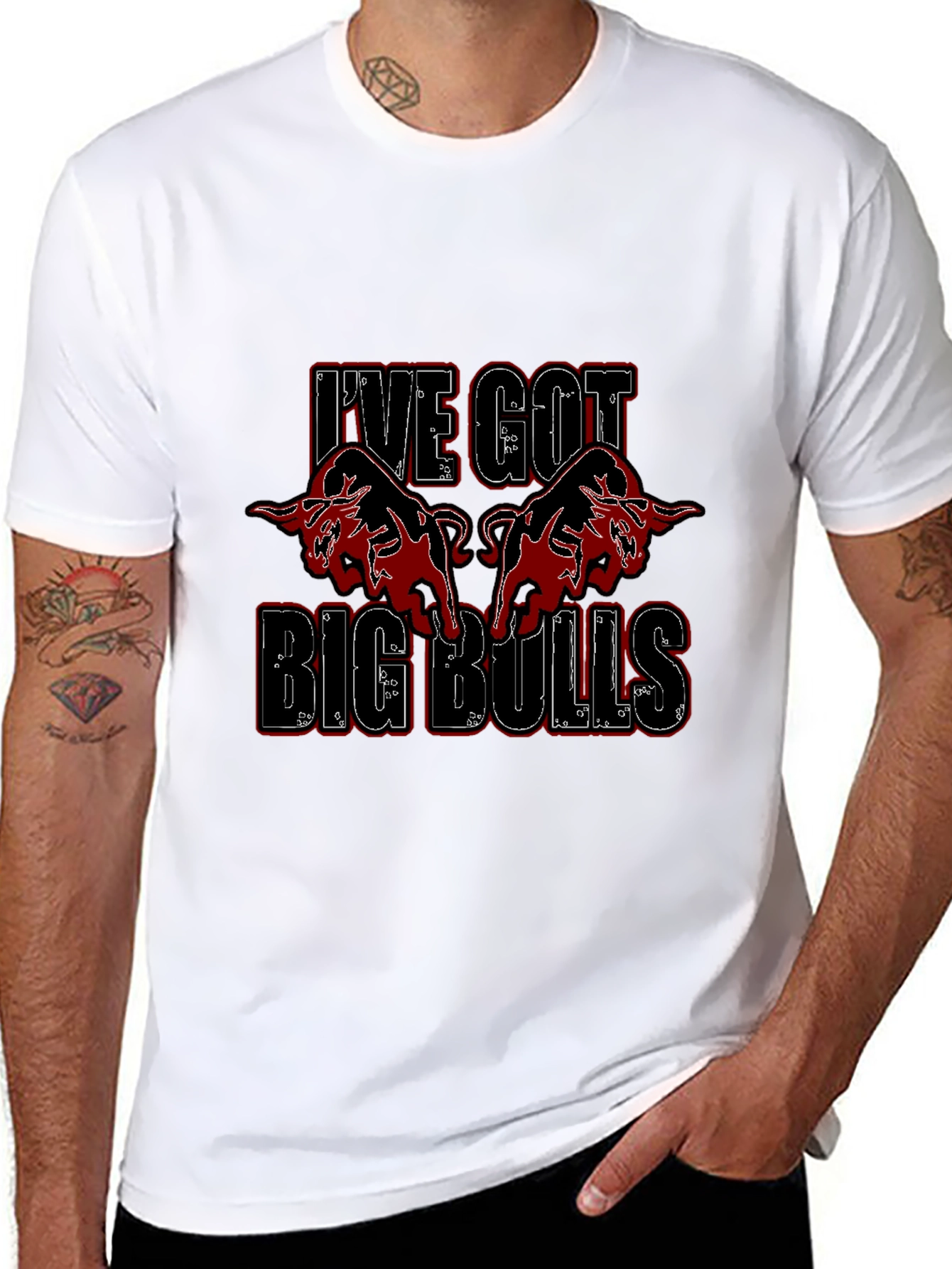 Black I've Got Big Bulls Graphic T-Shirt view 8