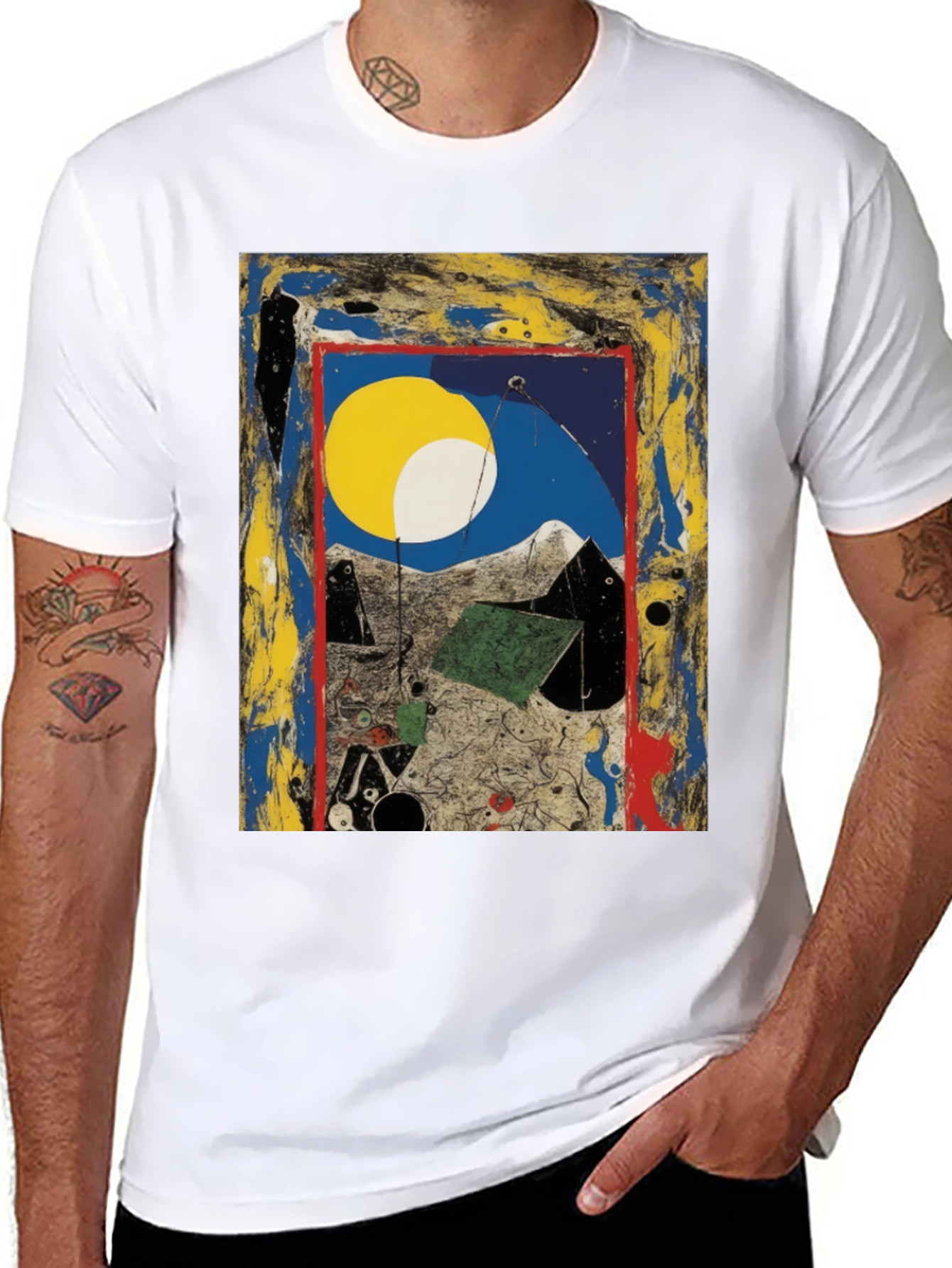 Black Abstract Art Print Tee - Modern Artistic Fashion view 8