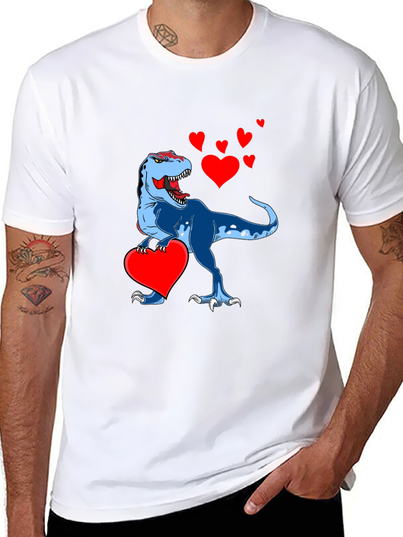 Black Dino Love T-Shirt: Tyrannosaurus Rex Heart Valentine's Day view 8