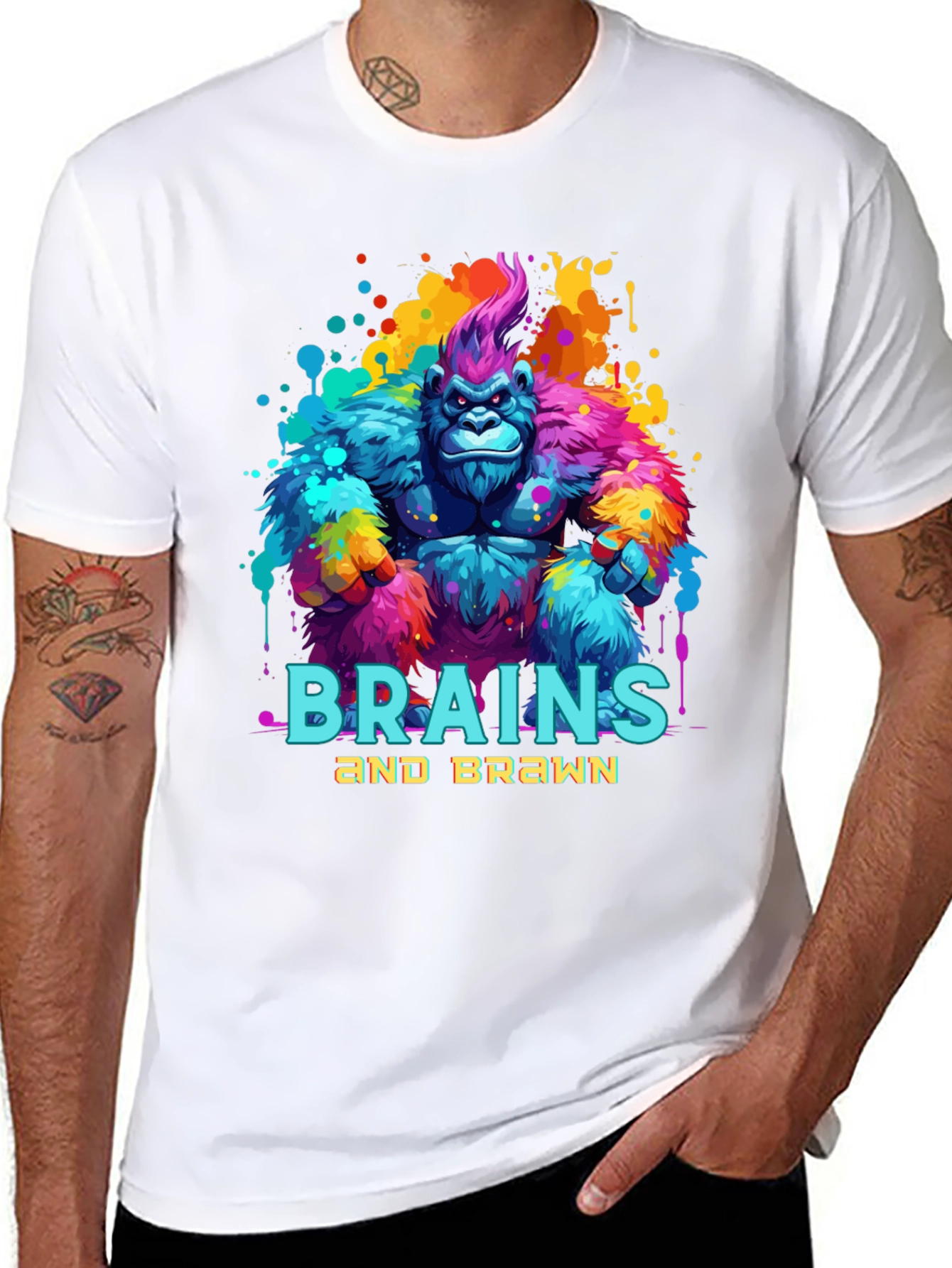 Black Brains and Brawn Gorilla Graphic Tee view 8
