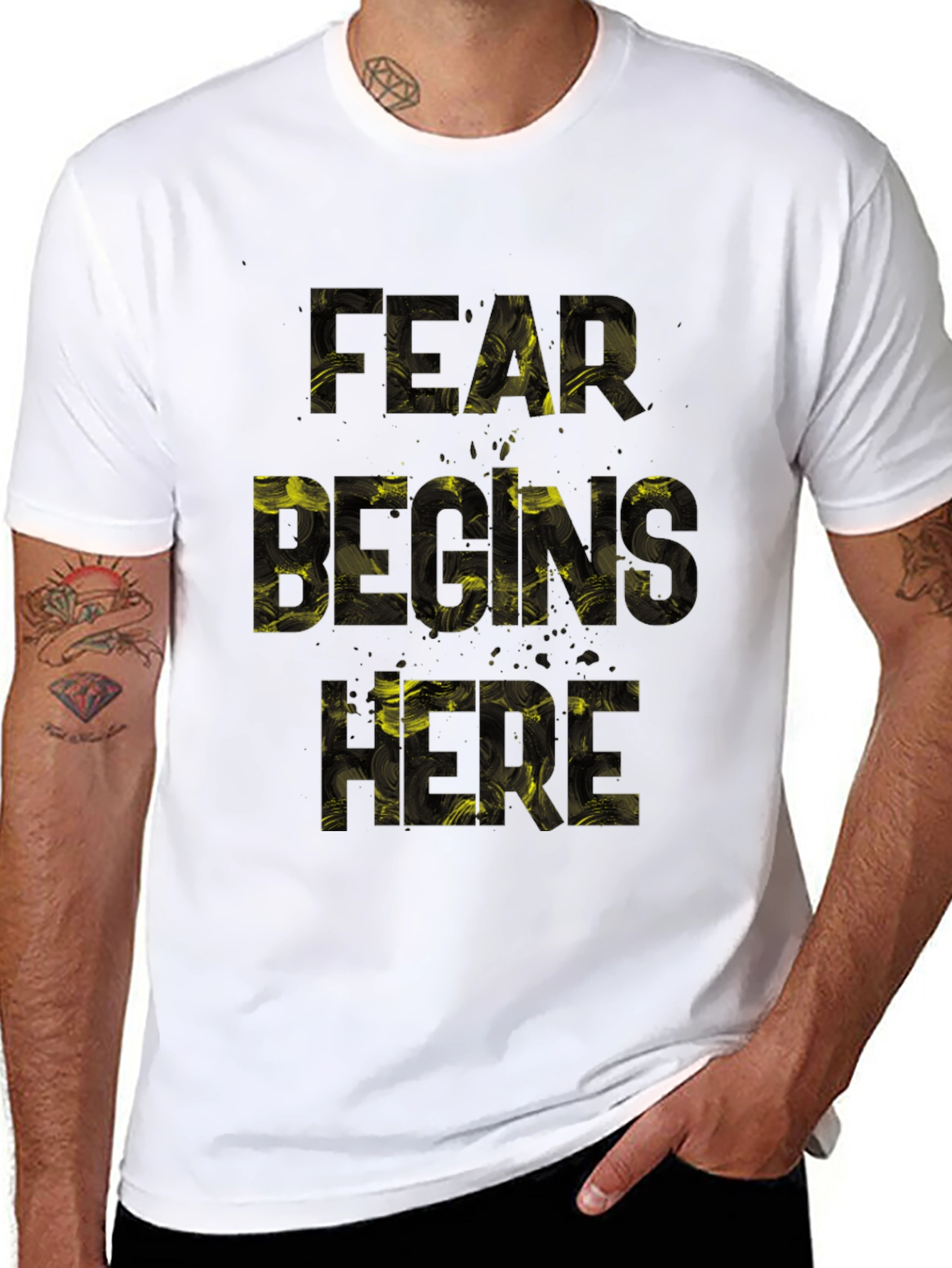 Black Fear Begins Here Graphic Tee - Black view 8